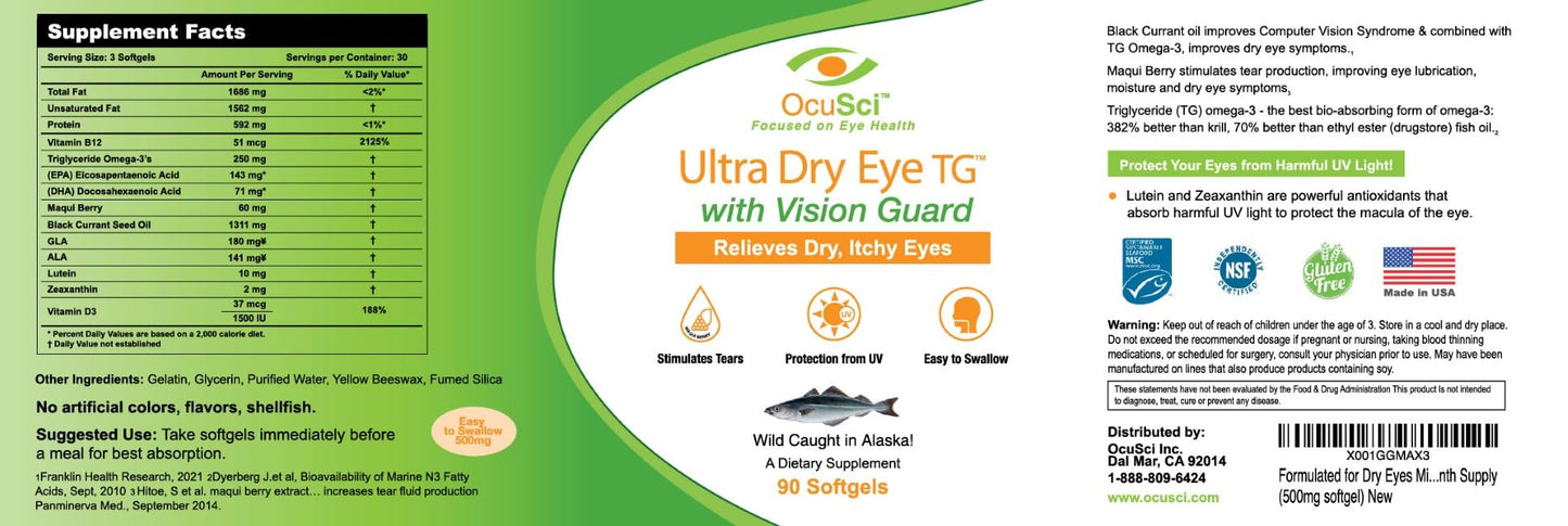 OcuSci Ultra Pure Omega-3 Softgels, Mini, 180-Count