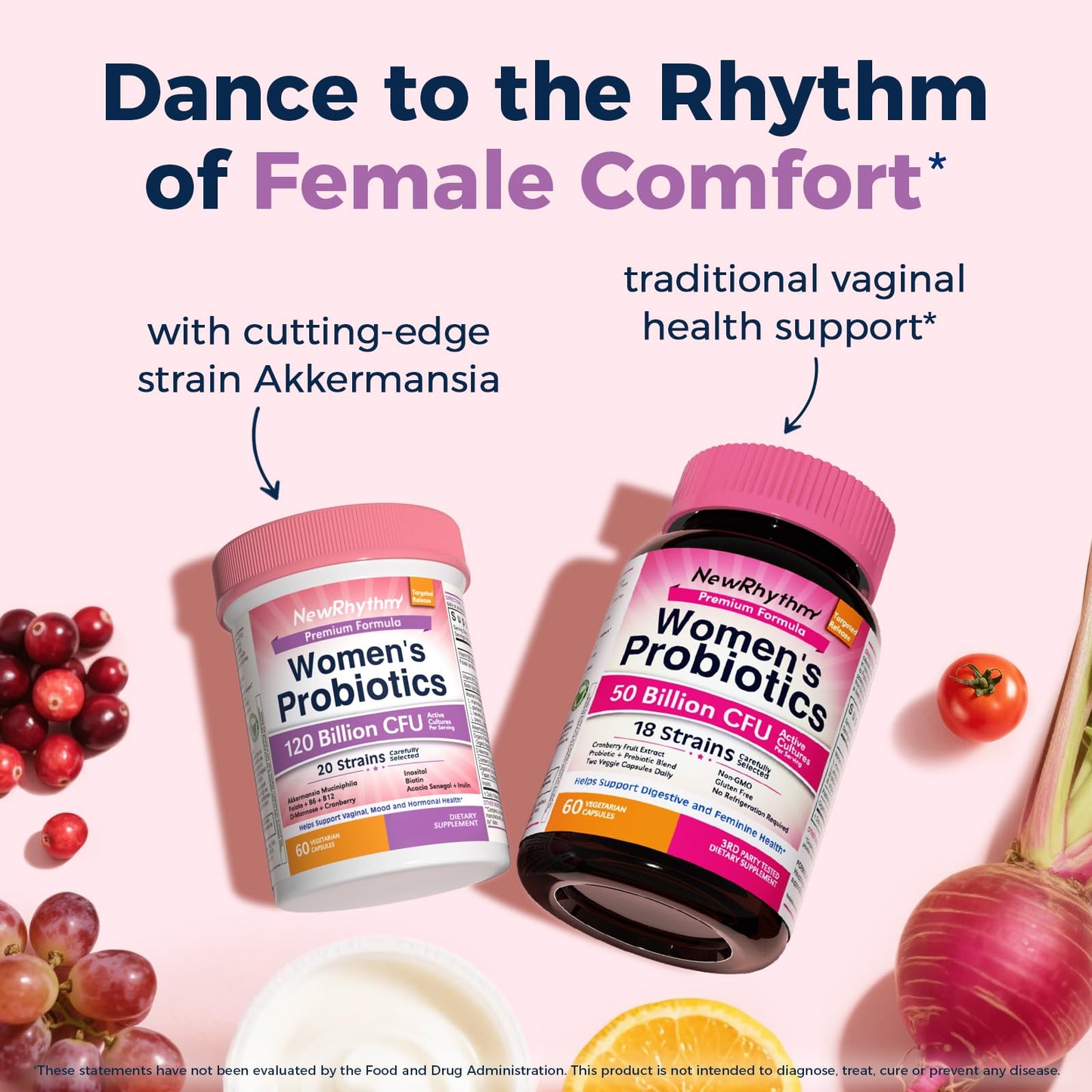 NewRhythm Probiotics for Women, Akkermansia Probiotic, Biotin, Vitamin B6 B12 & Inositol Capsules, 60 Count