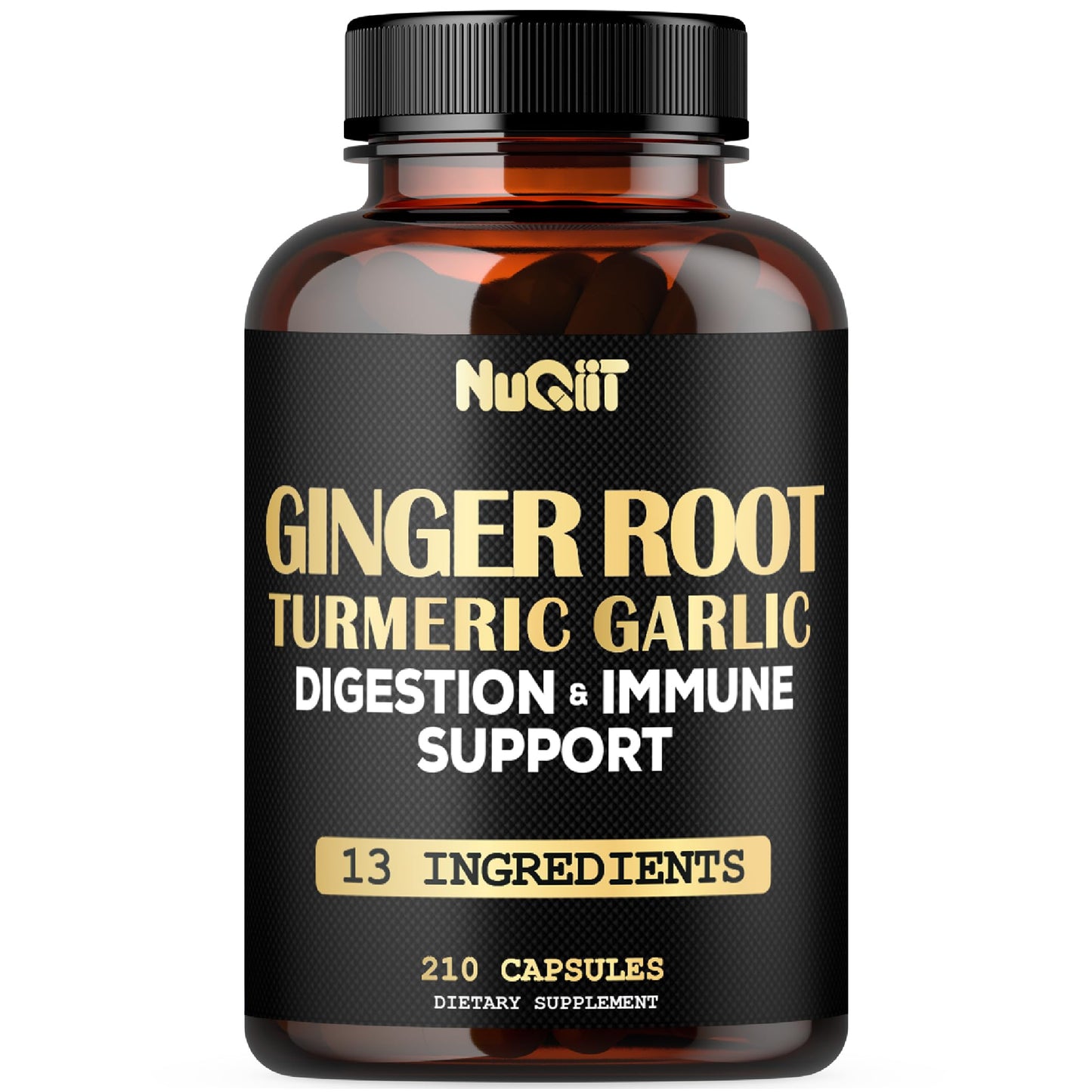 NUQIIT Ginger Supplements Capsules with Turmeric Curcumin, Garlic Bulb, Berberine HCl, Echinacea - 210 Capsules