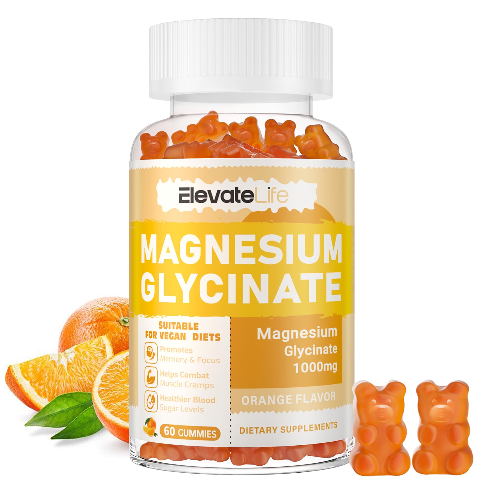 ElevateLife Magnesium Glycinate Gummies 1000mg, 60 Count