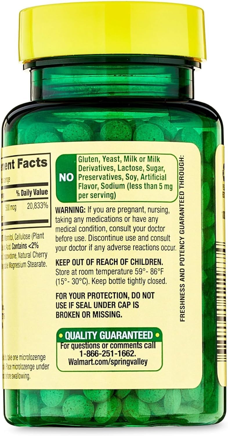 BASKETGOODS Sublingual B12 500 mcg Microlozenges 200 Count