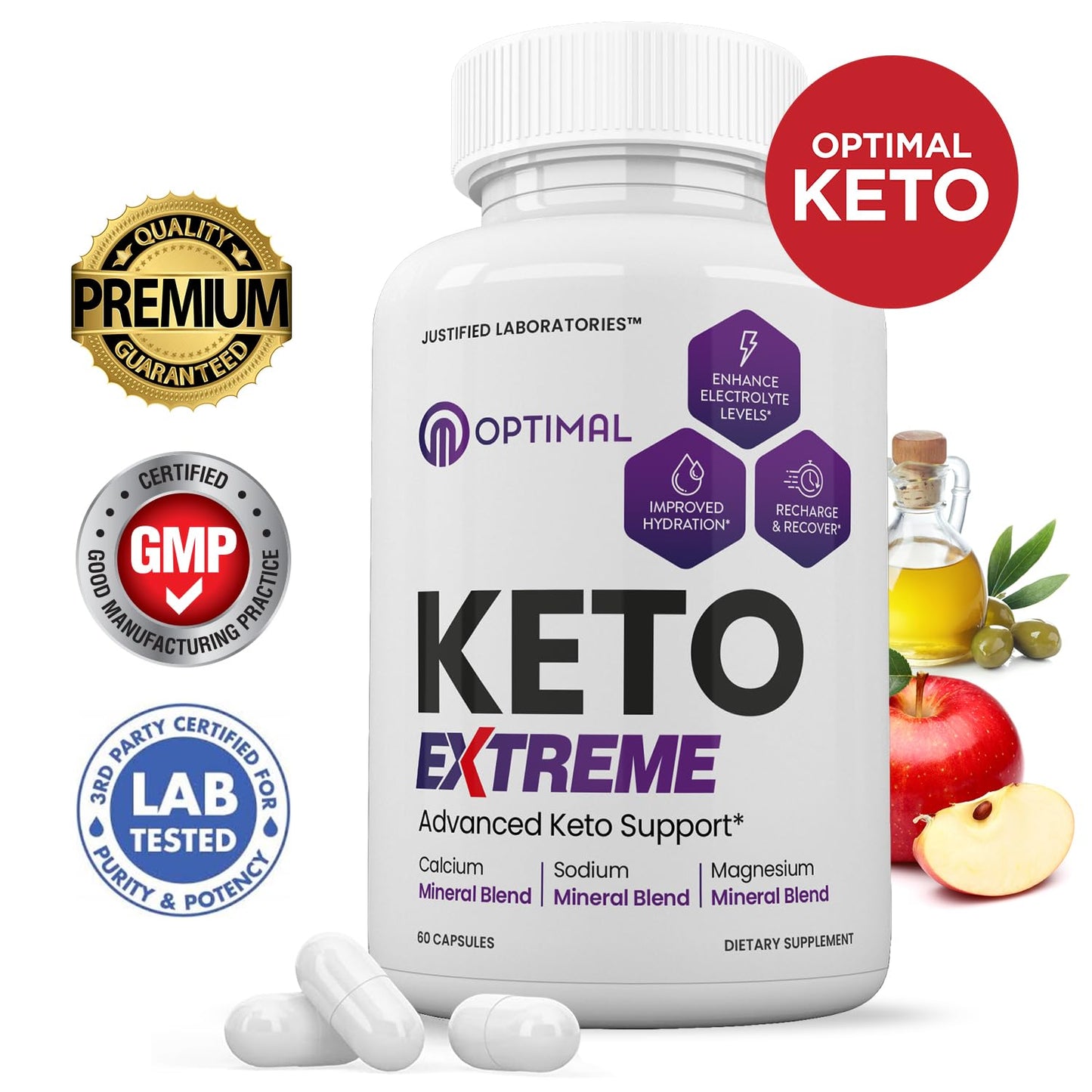 Justified Laboratories Optimal Keto Extreme Capsules 1675mg, 120 Count