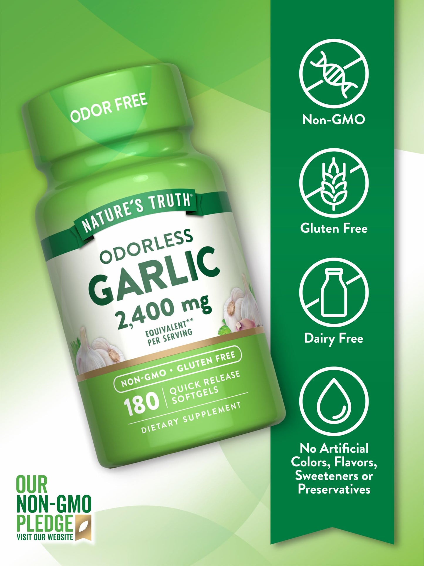 Nature's Truth Odorless Garlic Softgels 180
