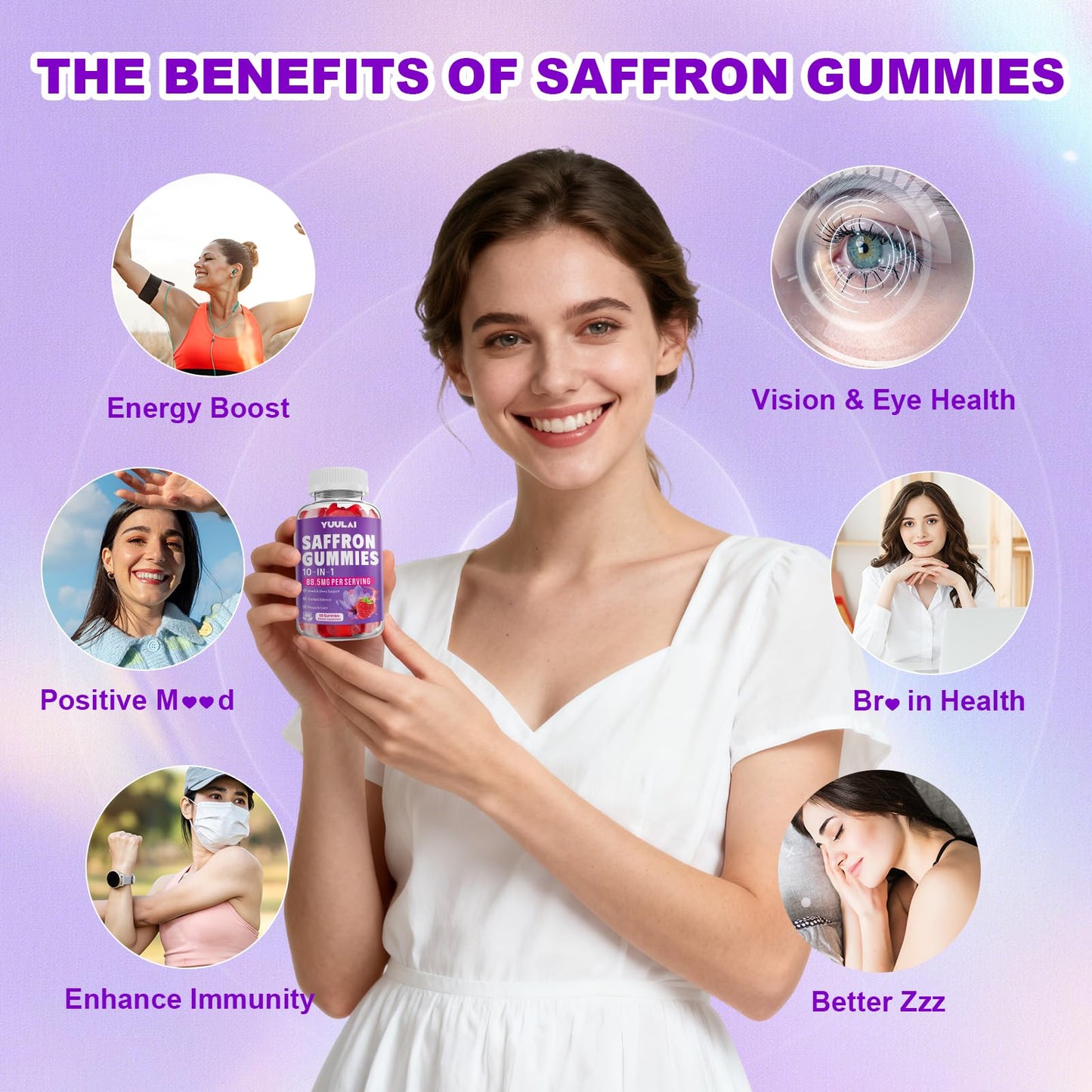 YUULAI Saffron Gummies Gummy 60 Count