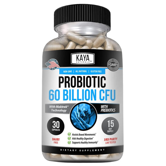 Kaya Naturals Probiotic 60 Billion CFU Vegetable Capsules, 30 Count