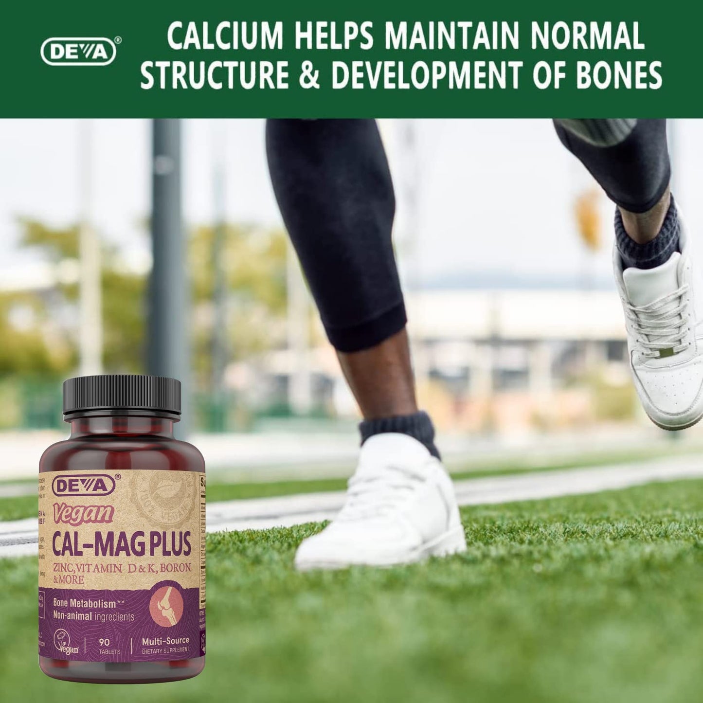 DEVA Vegan Calcium Magnesium Supplement Tablets 180 Count