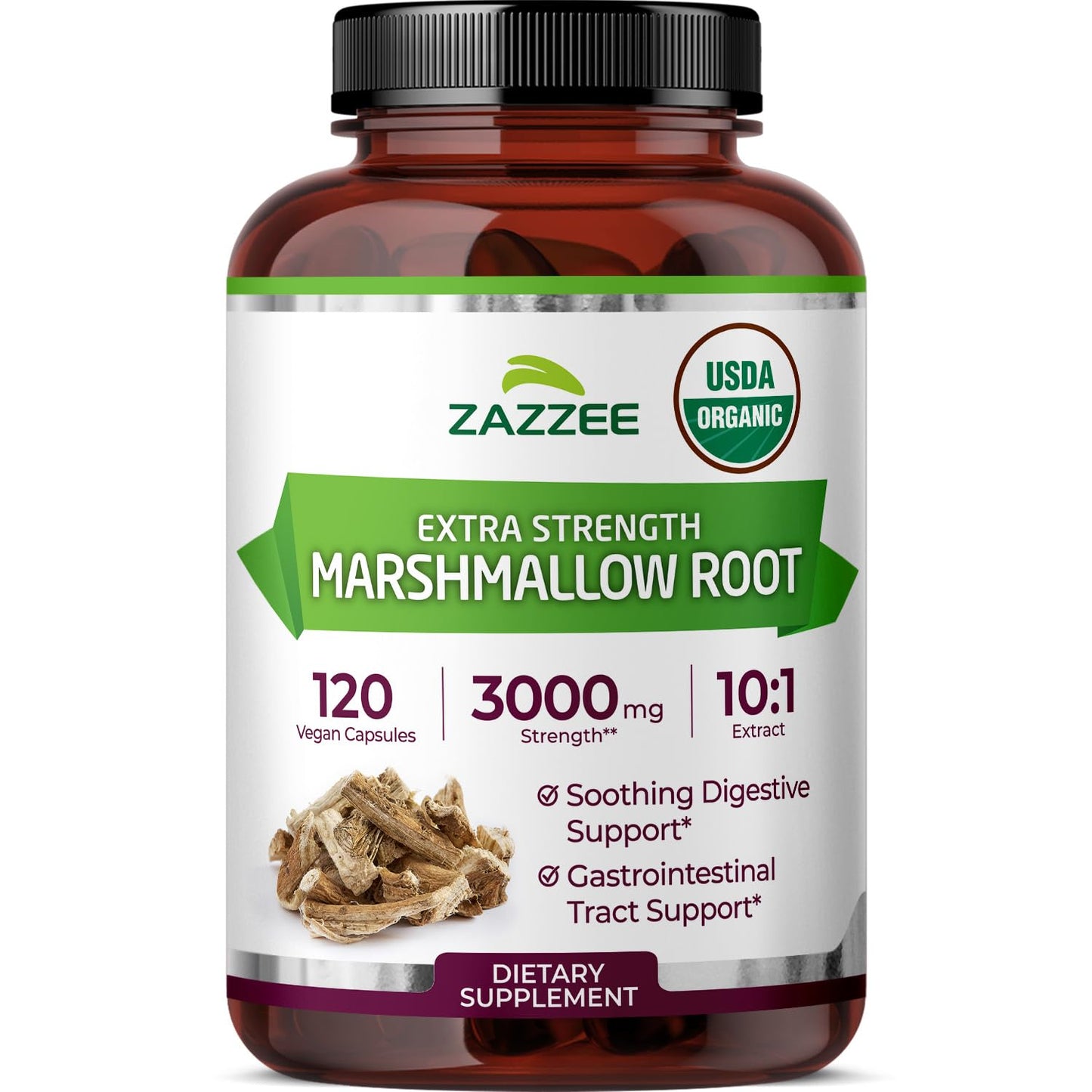 Zazzee Marshmallow Root 10:1 Extract Capsules, 120 Count