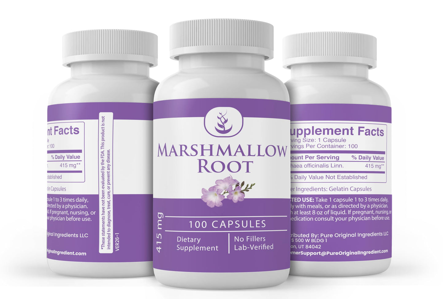 Pure Original Ingredients Marshmallow Root Capsules 100 Count