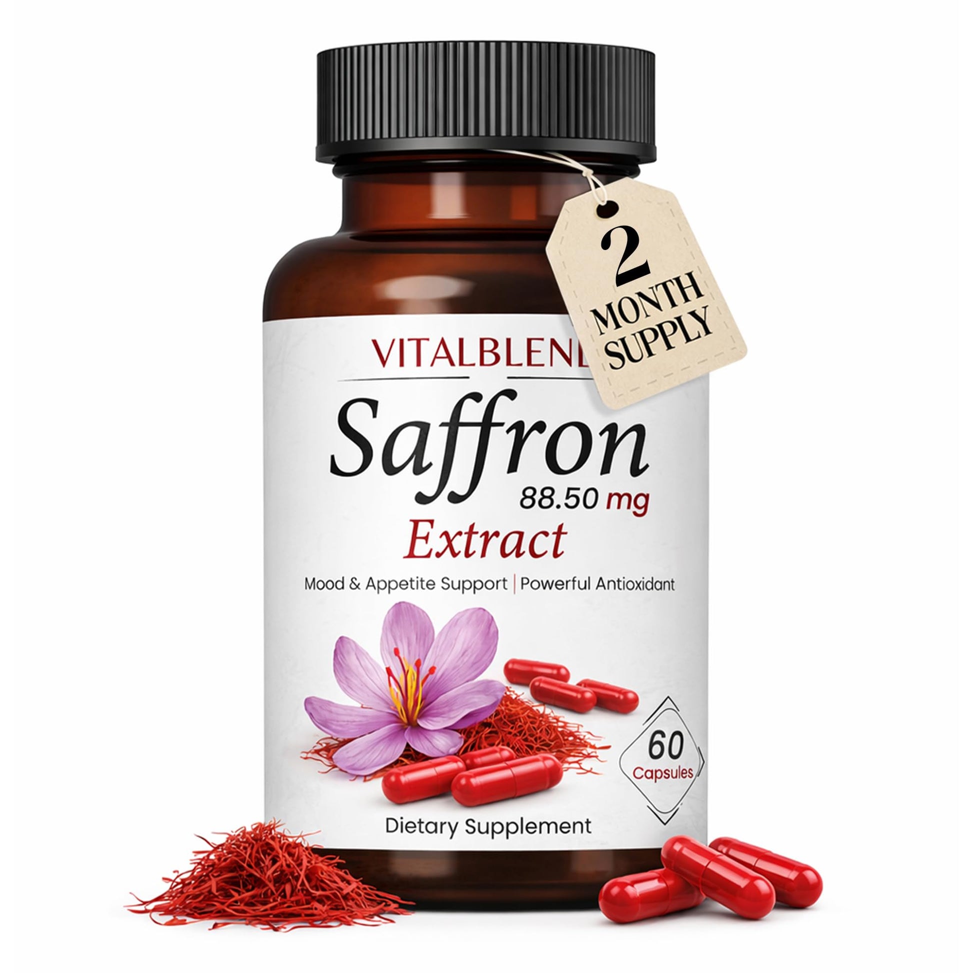 Vitalblend Saffron Extract 88.5mg Capsules, 60 Capsules