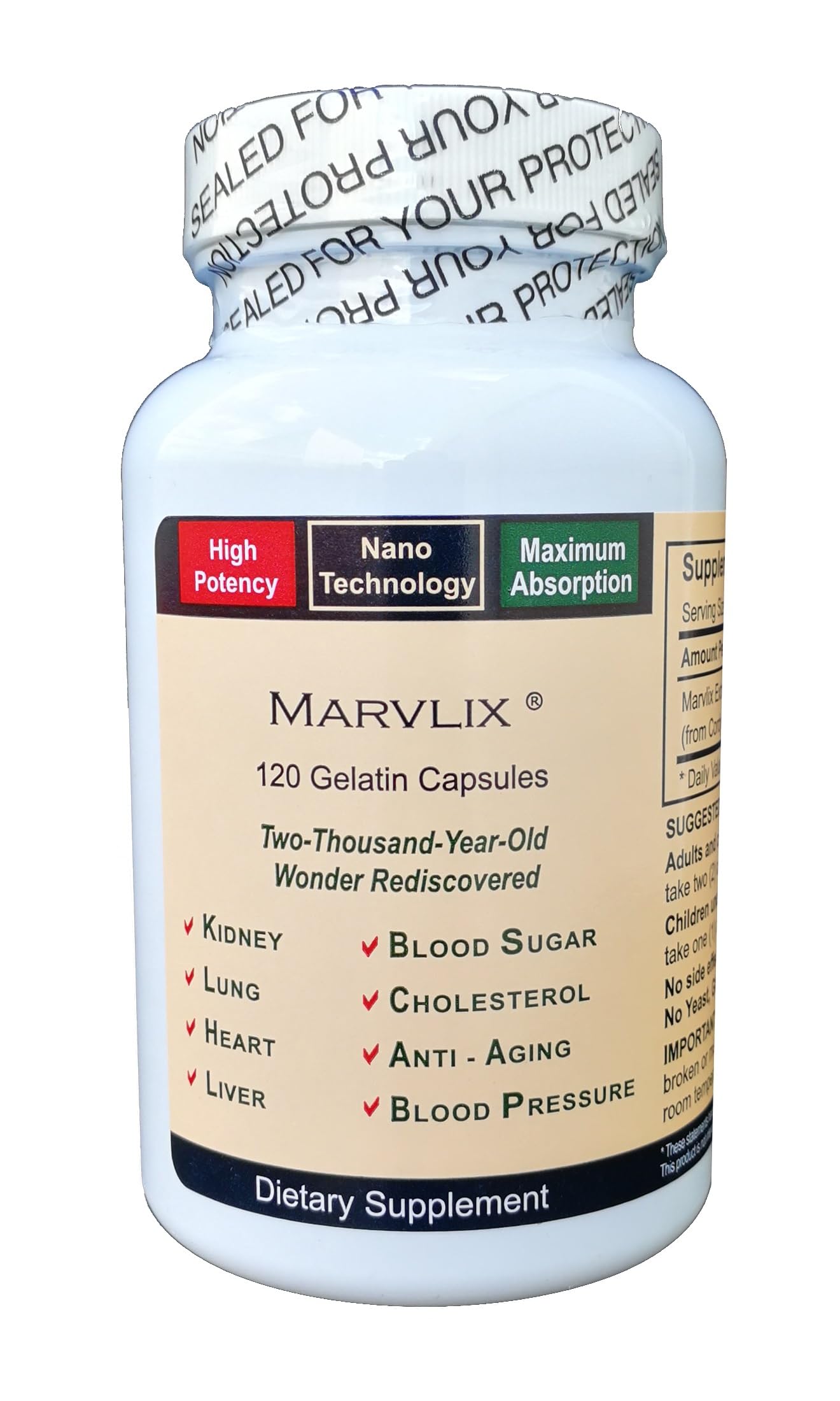 Marvlix Cordyceps Sinensis Mushroom Capsules, 120 Count