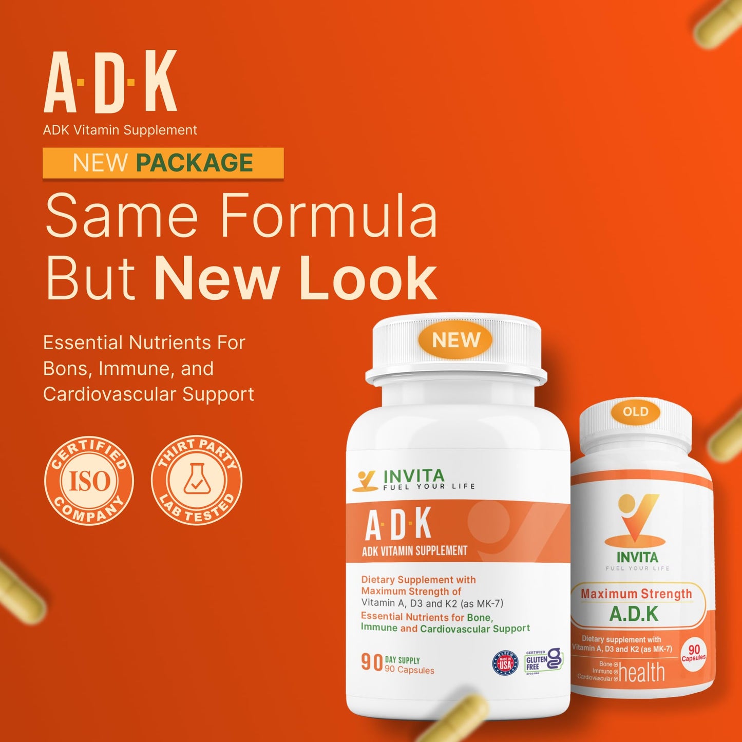 INVITA ADK Vitamin Supplement Capsule 90 Count