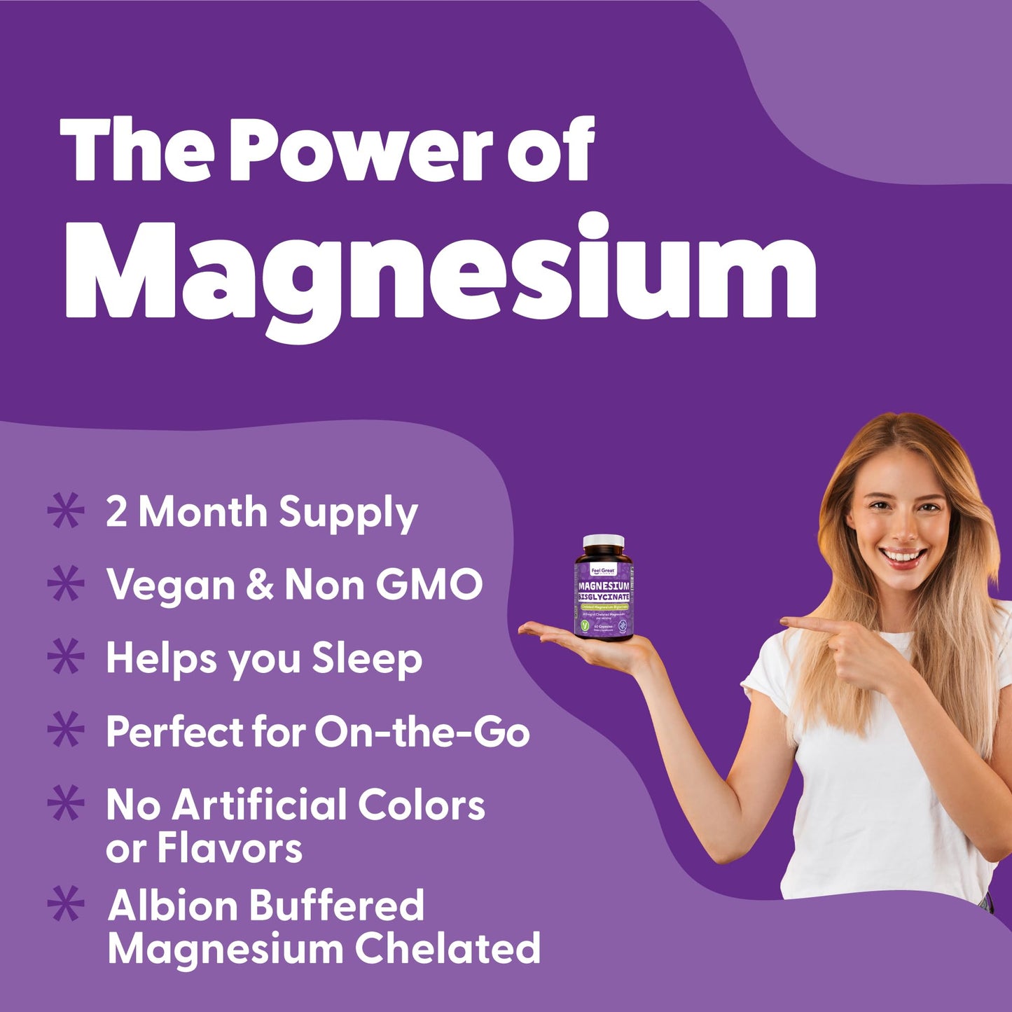 The Feel Great Vitamin Company Feel Great Magnesium Bisglycinate Capsules, 60 Count