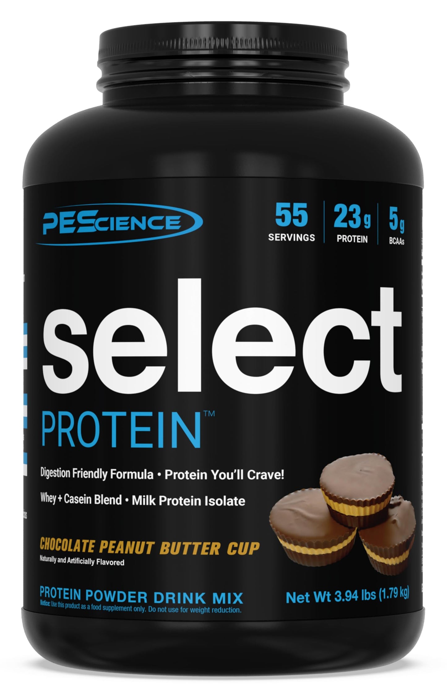 PEScience Select Protein Powder, Whey and Casein Blend, Chocolate Peanut Butter Cup, 55 Servings