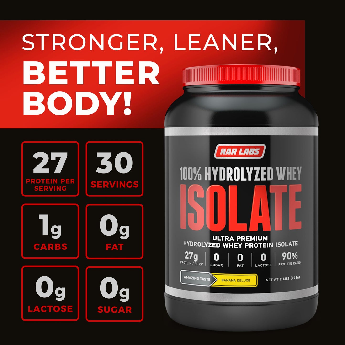 NAR LABS Hydrolyzed Whey Protein Isolate Powder, 32 Servings