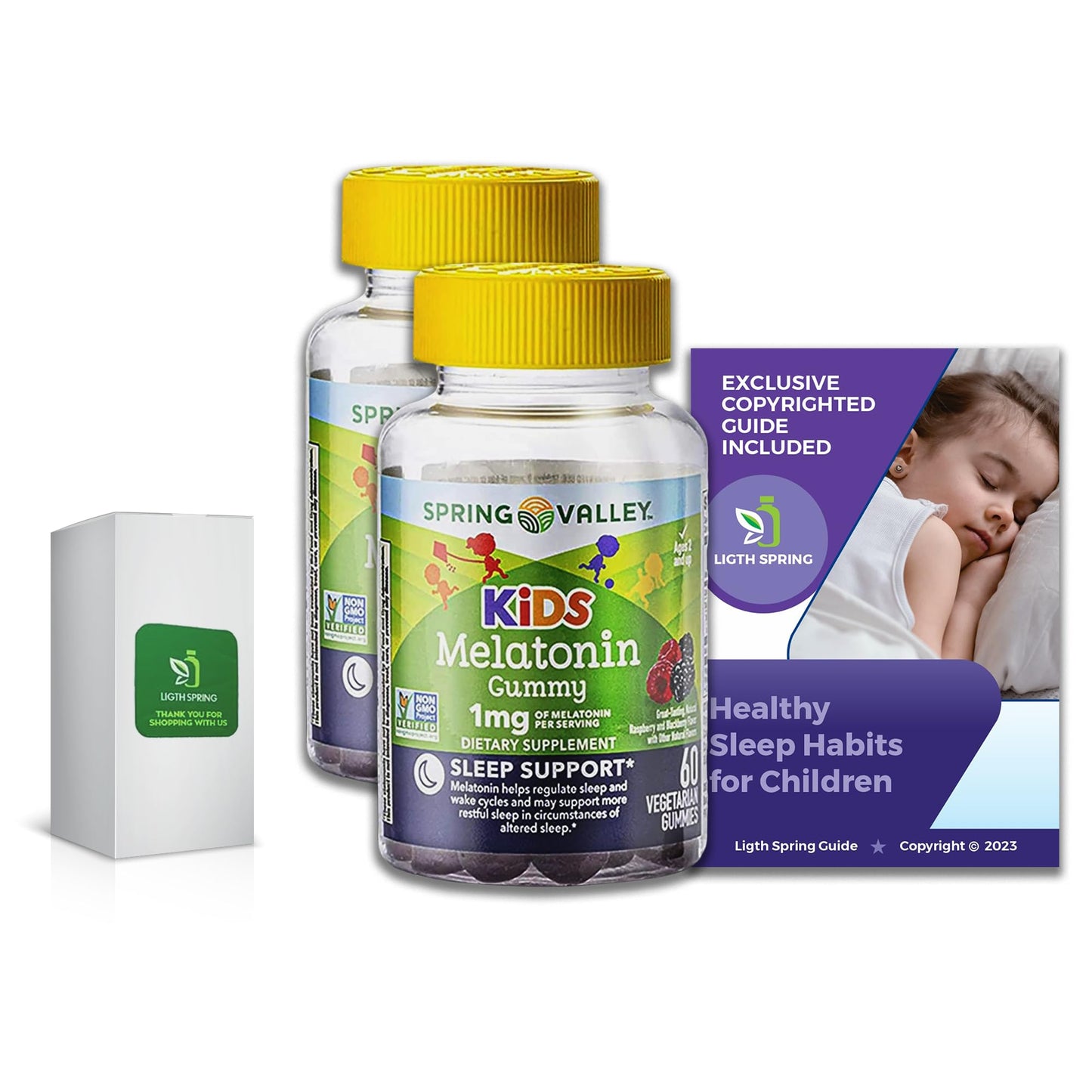 LightSpring Vegetarian Melatonin Gummies for Kids 60 Count