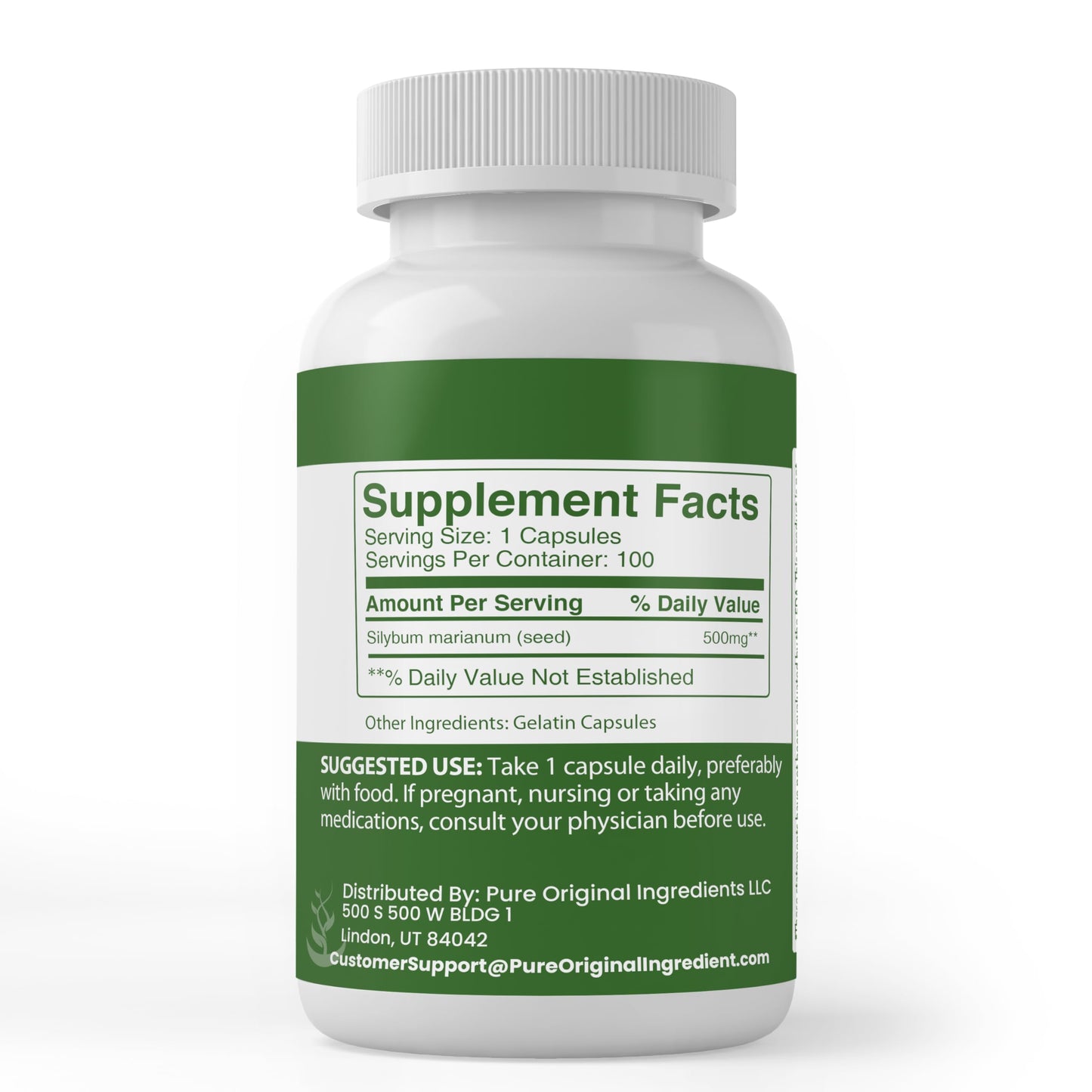 PURE ORIGINAL INGREDIENTS Milk Thistle Capsules 100