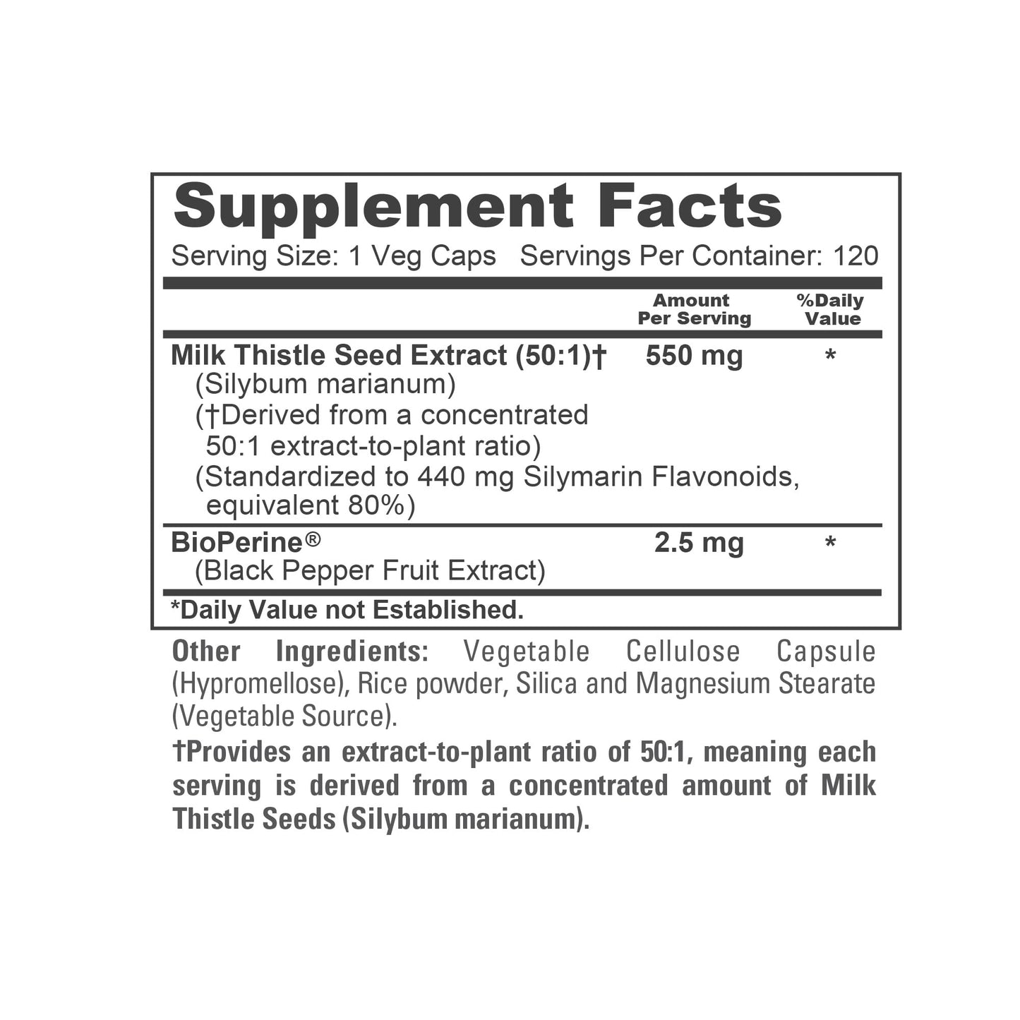 NusaPure Milk Thistle Seed 550mg Capsule, 120 Capsules