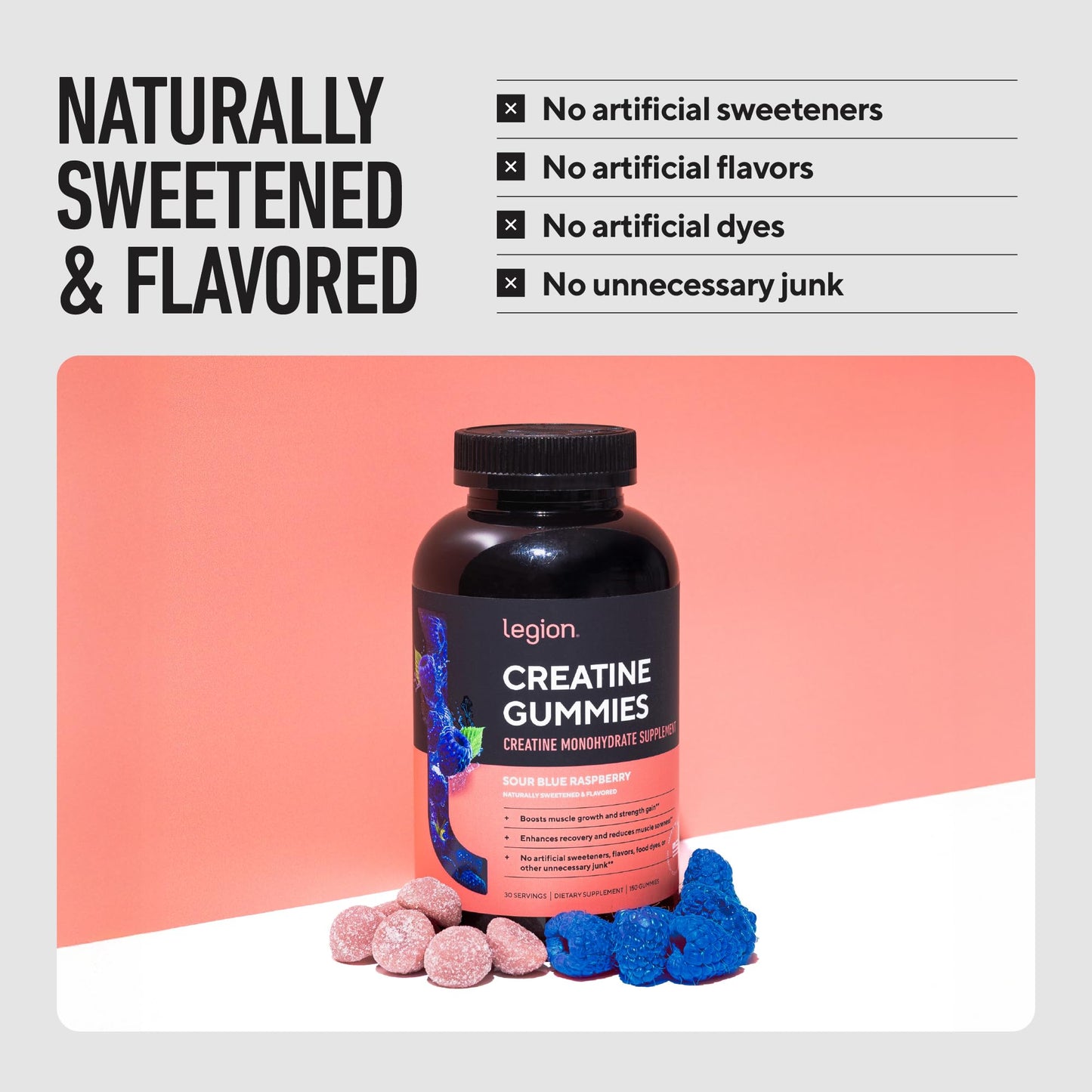 LEGION Creatine Monohydrate Gummies Chewable 150 Count
