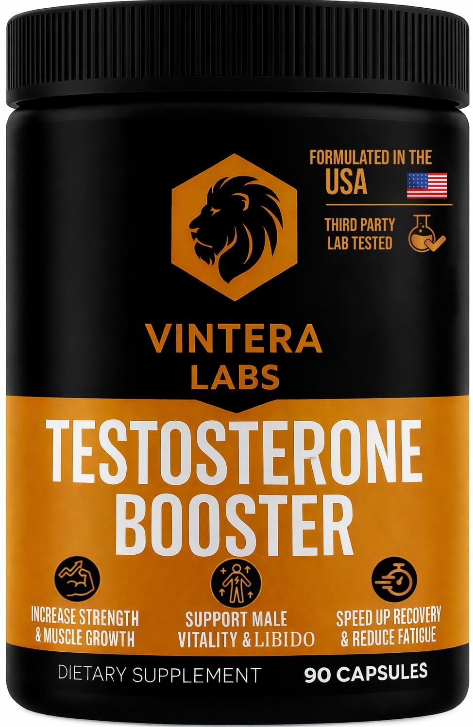 VINTERA LABS Testosterone Booster for Men, High Potency - Tongkat Ali, Maca, Turkesterone - Stamina & Endurance Testosterone Supplement, 90 Capsules