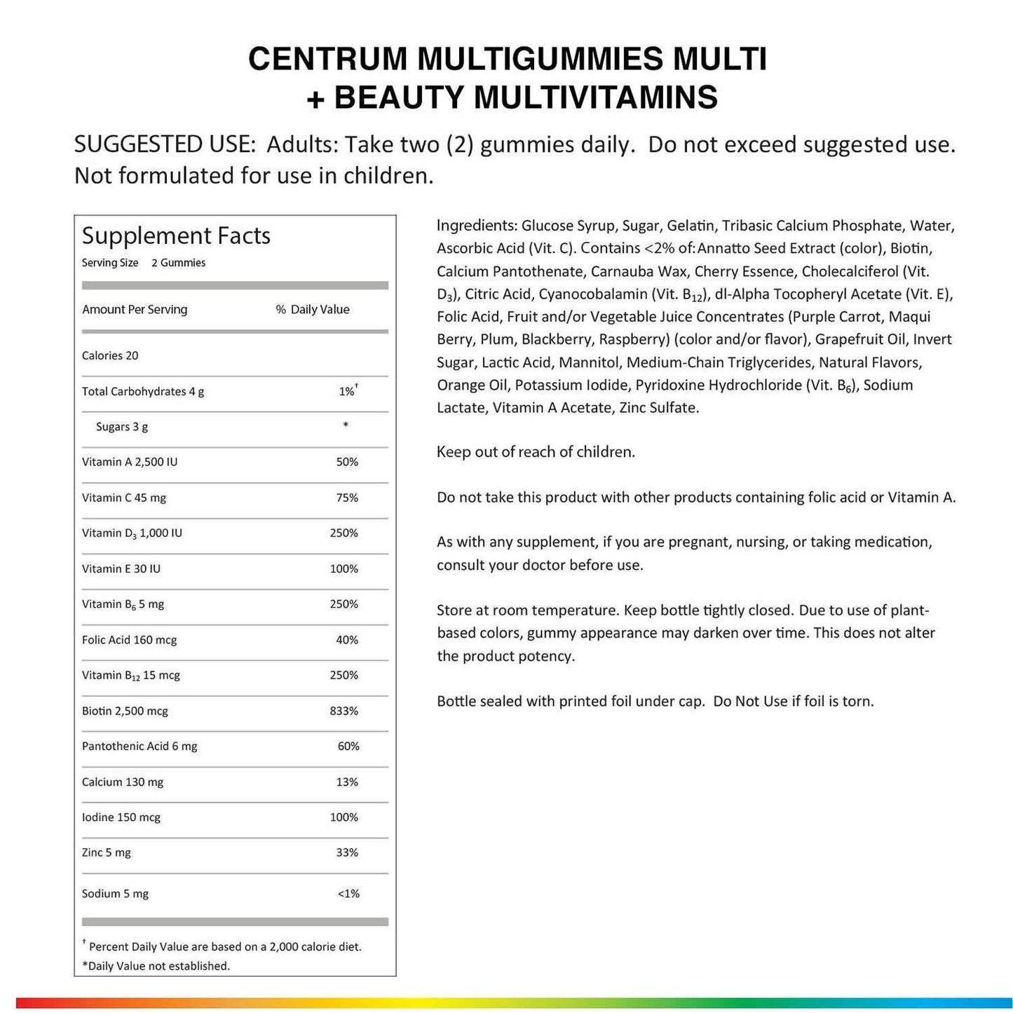 Centrum MultiGummies Multi+Beauty Gummies 180