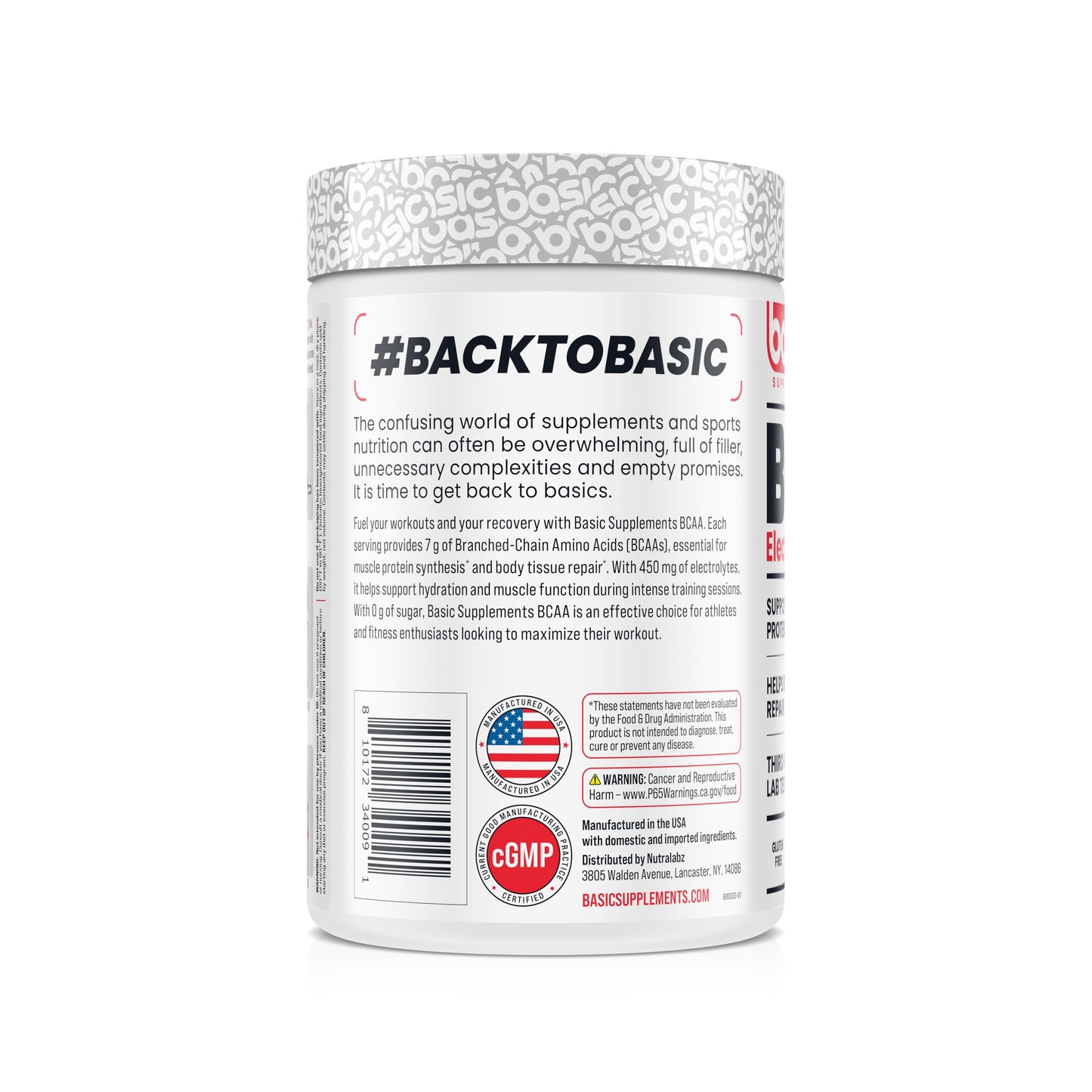 BASIC SUPPLEMENTS BCAA Powder, Instantized Formula, 7g BCAAs, 2:1:1 Ratio, 11.1 oz