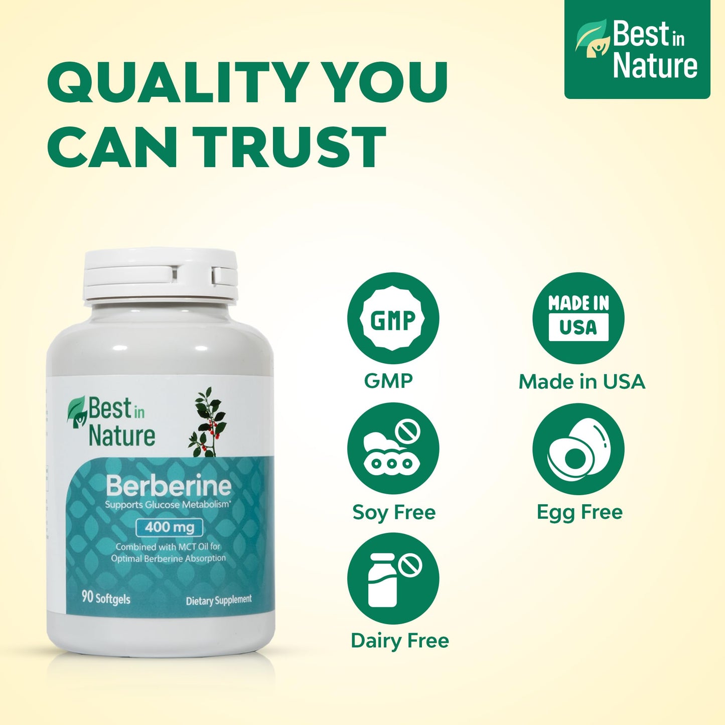 Best in Nature Berberine 400mg 90 Softgels