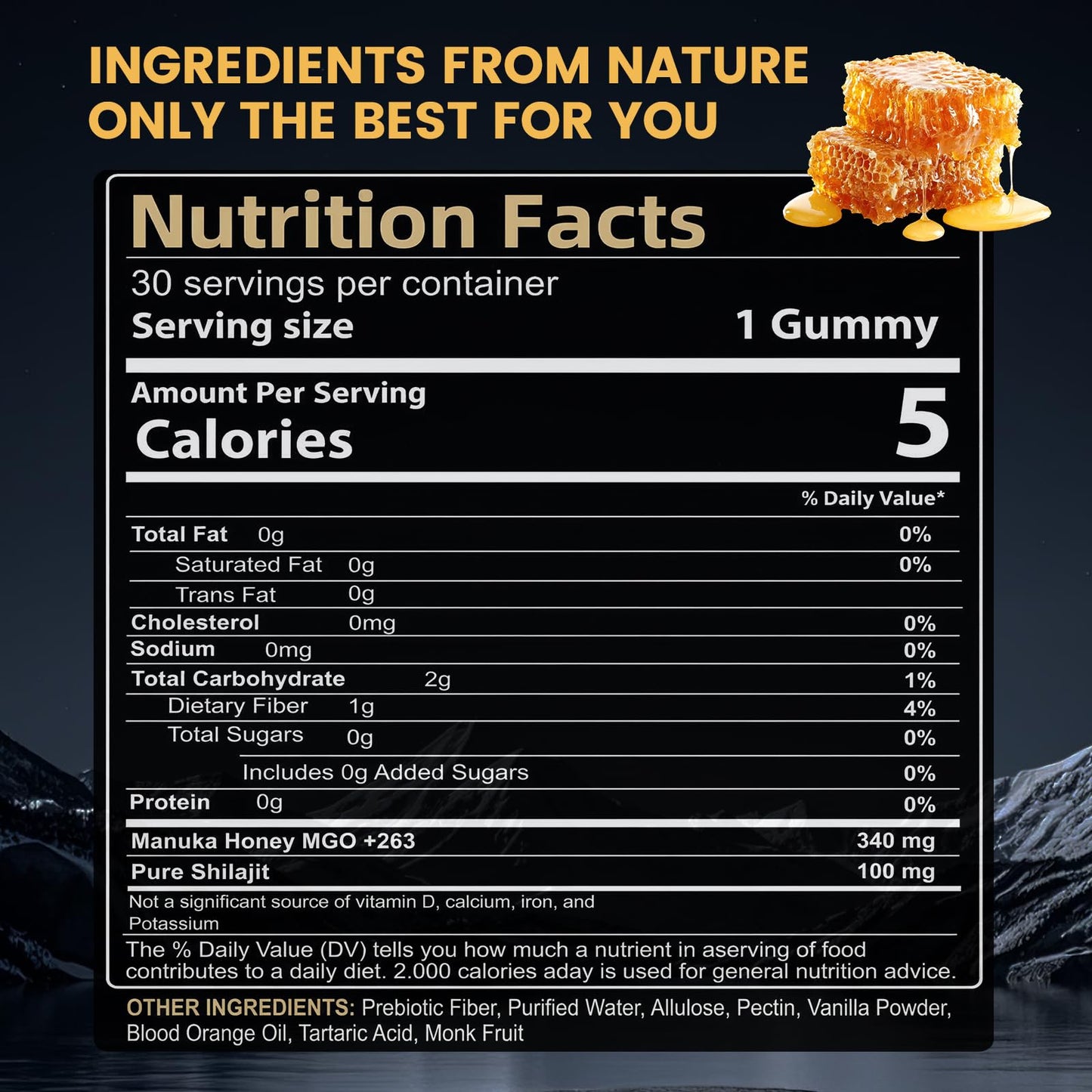 TOGOLIUN Primal Compound Shilajit Gummies for Men with Manuka Honey, Organic Monk Fruit & Fulvic Acid, 30 Gummies