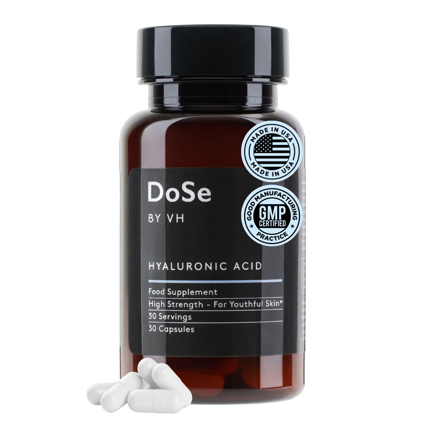 DoSe by VH Hyaluronic Acid Capsules 300mg with Vitamin C, Vegan, 30 Capsules