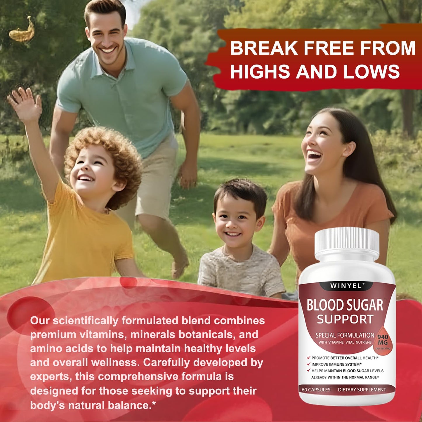 WINYEL Blood Sugar Complex Supplement Capsule, 60 Capsules