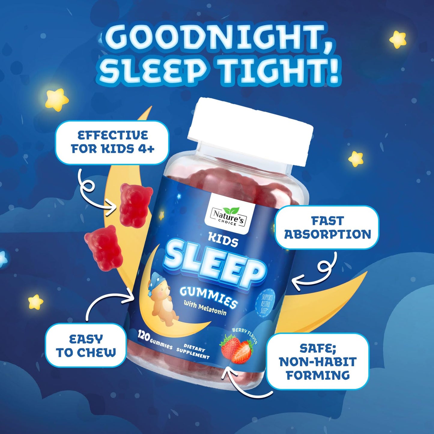 Nature's Choice Kids Melatonin Gummies 2mg Per Serving, 120 Gummies