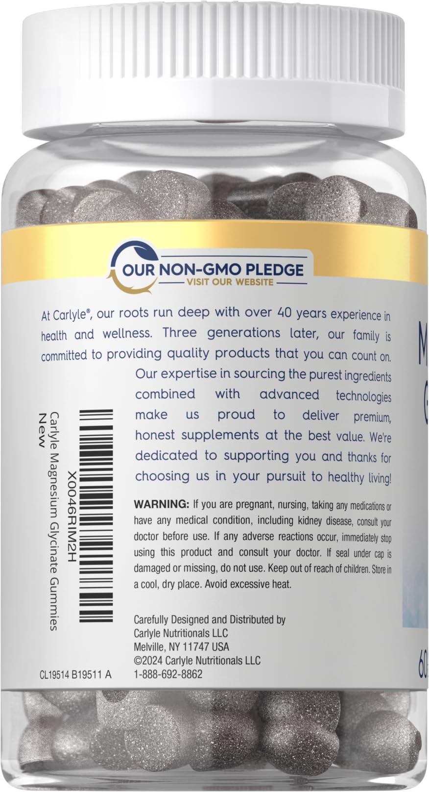 Carlyle Magnesium Glycinate Gummies, 60 Count