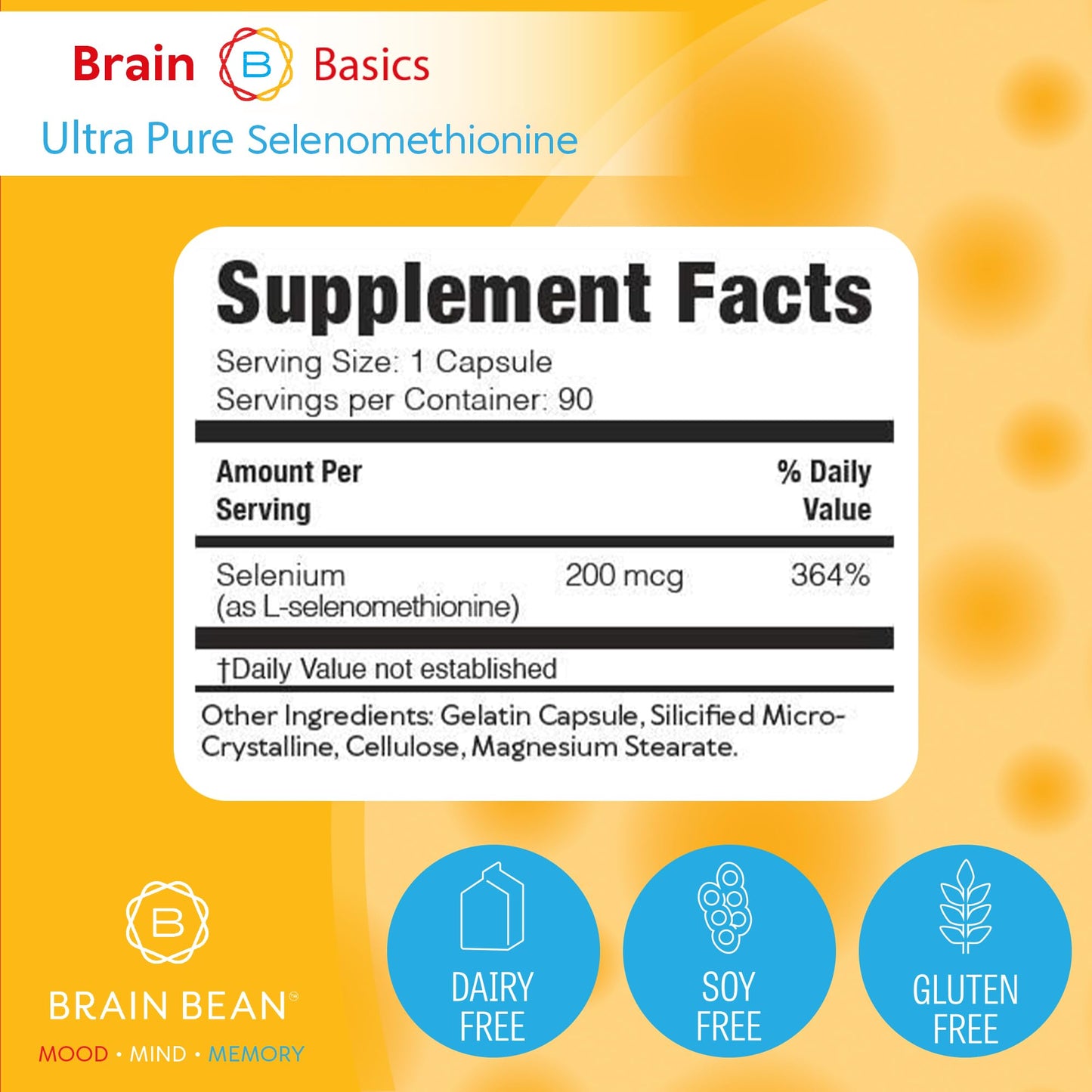 Brain Bean Brain Basics Ultra-Pure Selenomethionine Capsule 90 Count