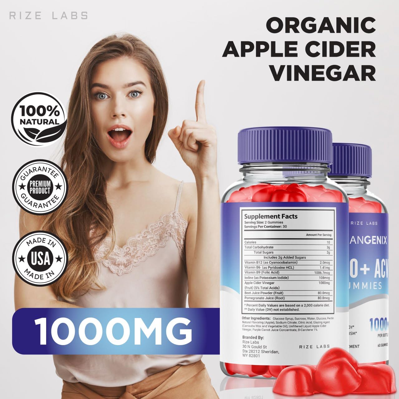 rize labs Leangenix Keto + ACV Gummies, 60 Count