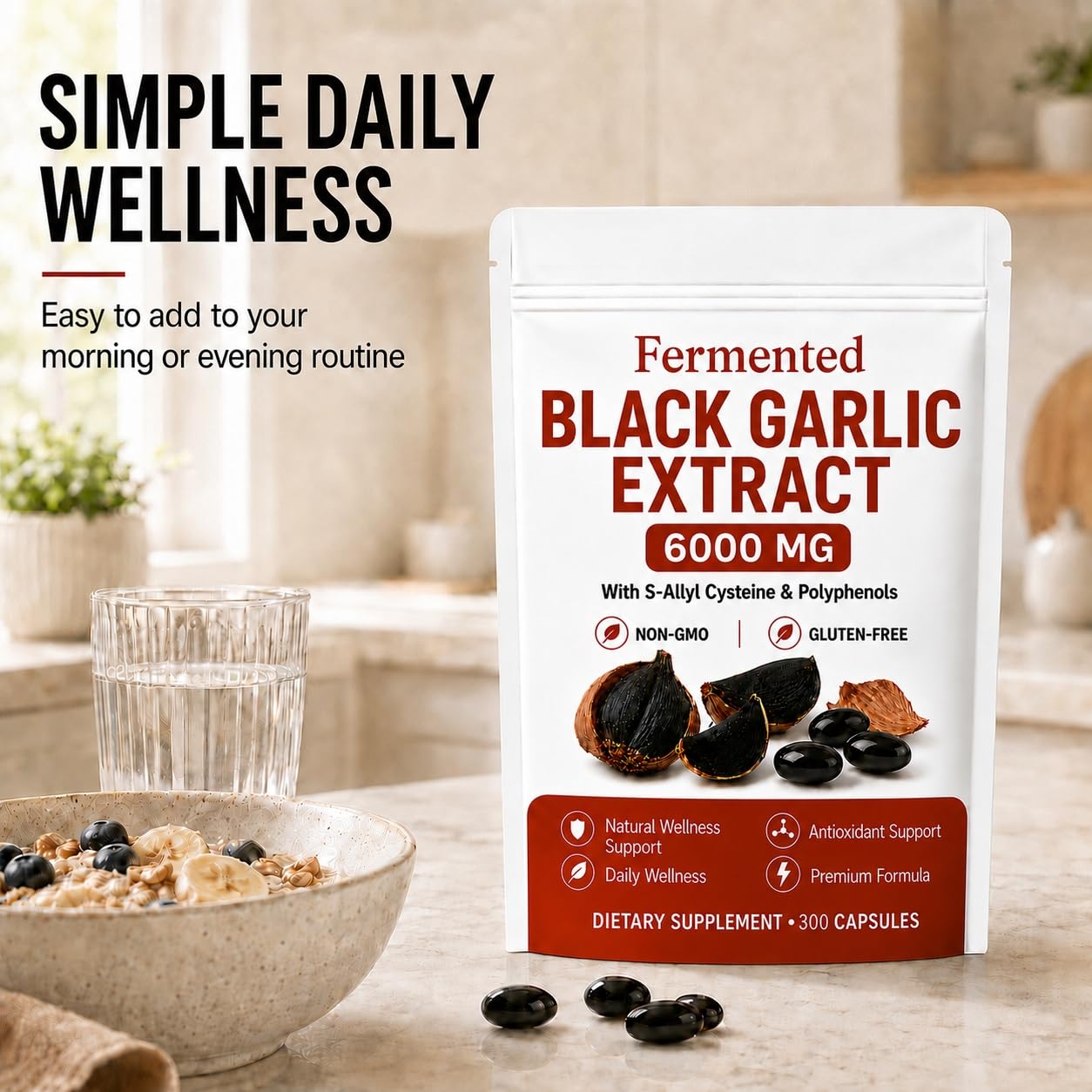 BYDNES LABS Fermented Black Garlic Extract, S-Allyl Cysteine, 300 Capsules