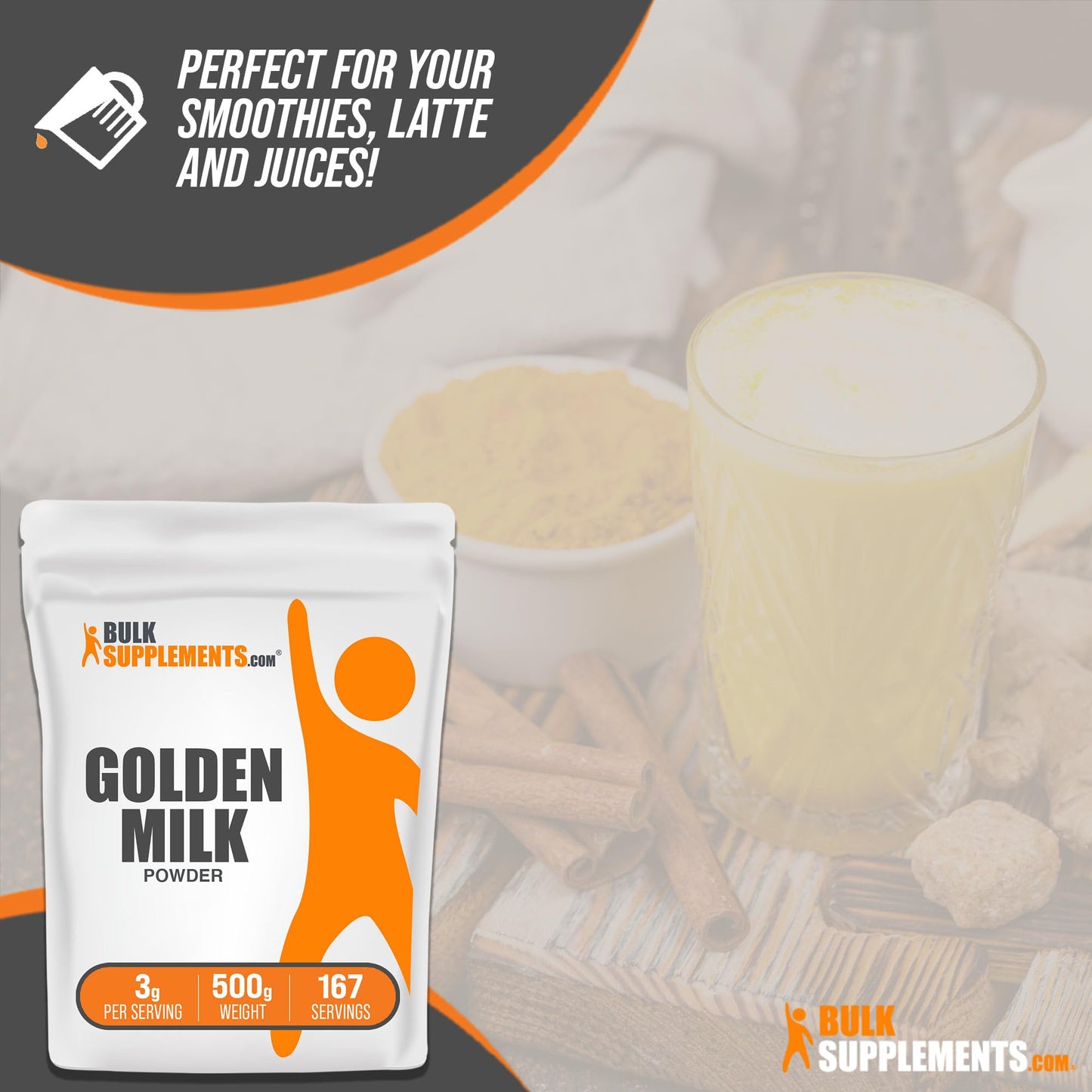 BulkSupplements Golden Milk Powder (Powder) 17.6 oz