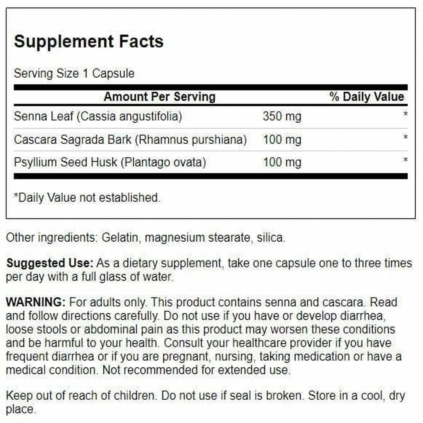 Swanson Senna Psyllium Cascara Complex GI Tract Regularity Support 90 Capsules
