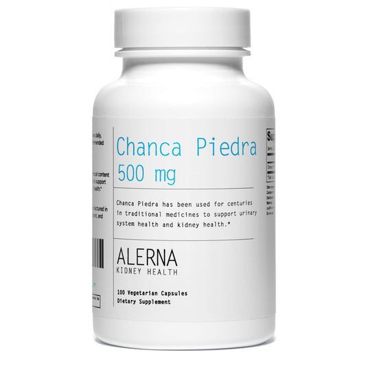 Alerna Kidney Health Chanca Piedra 500 mg Kidney Stone Crusher, Dissolver, Gallbladder Support Supplement Capsules, 100 Count