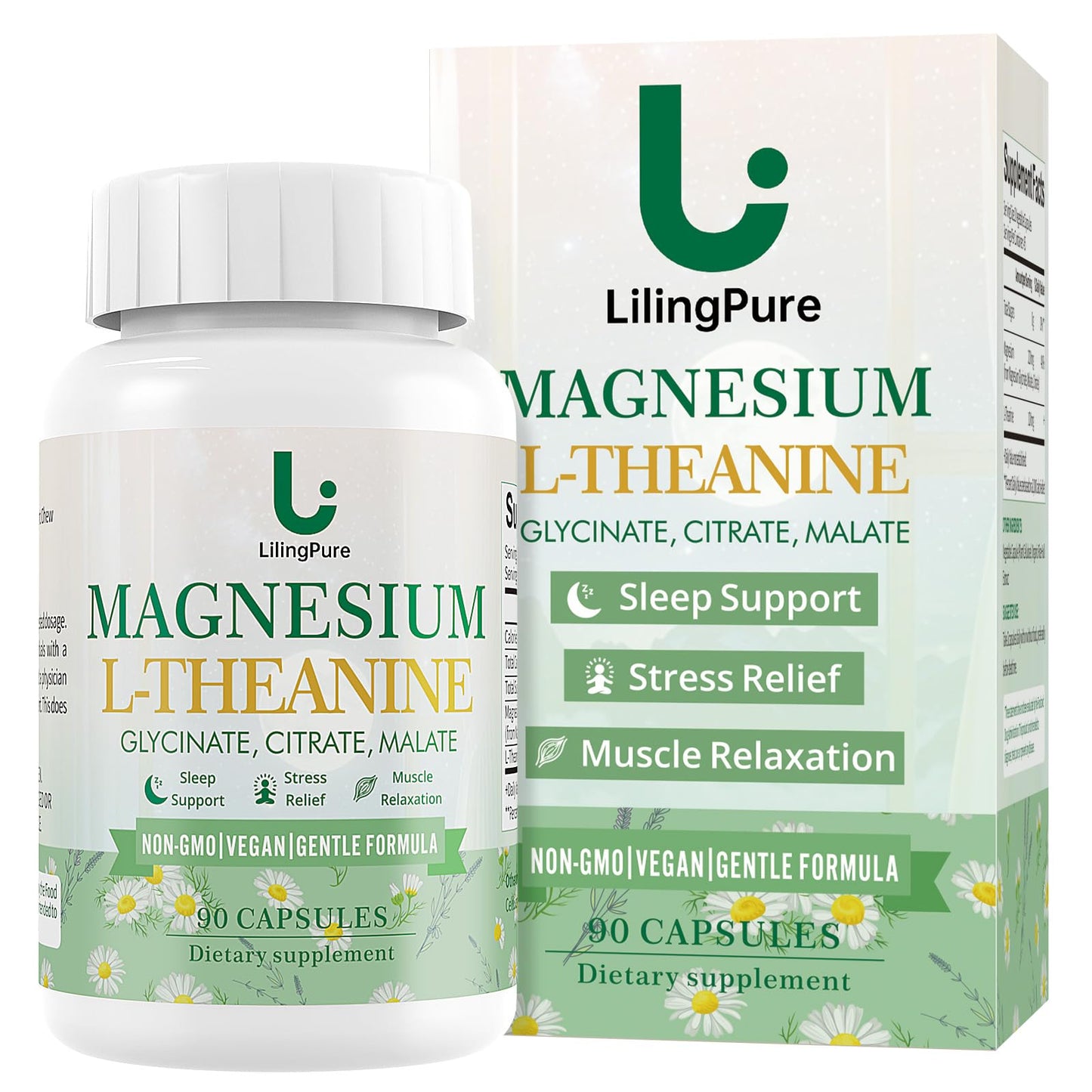LilingPure Triple Magnesium Complex with L-Theanine, 90 Capsules