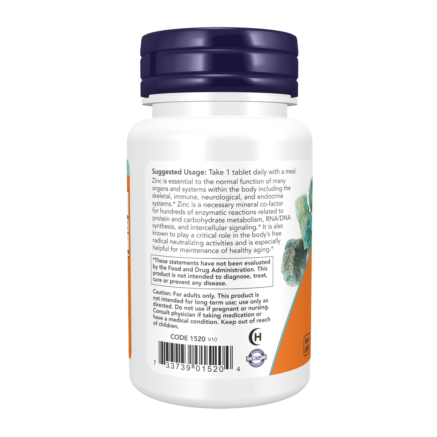 NOW Foods Zinc (Zinc Gluconate) 50 mg Tablet, 100 Tablets