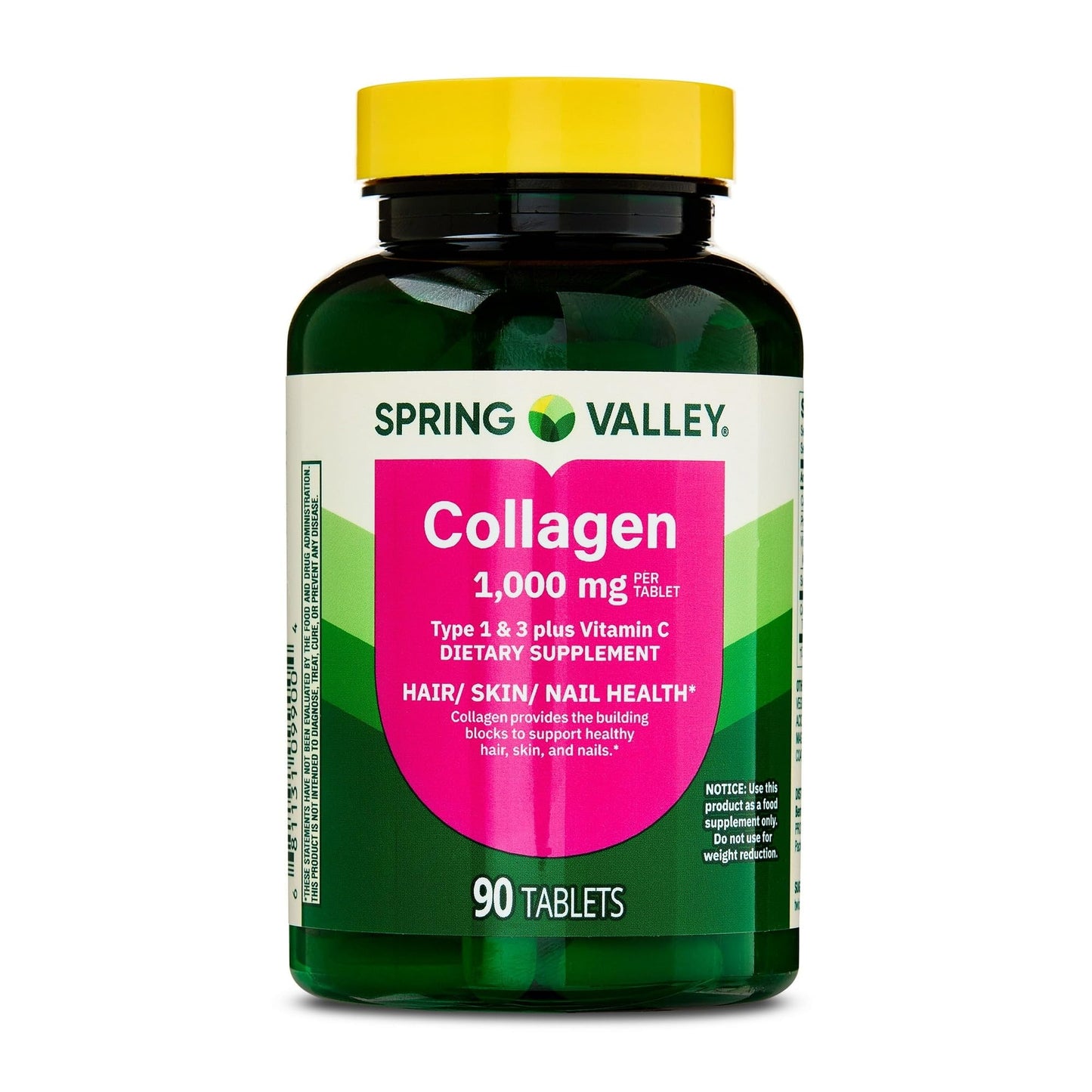 BasketGoods Collagen Type 1 & 3 Plus Vitamin C Hair Skin Nails Health Dietary Supplement Tablets, 1,000 mg, 90 Tablets