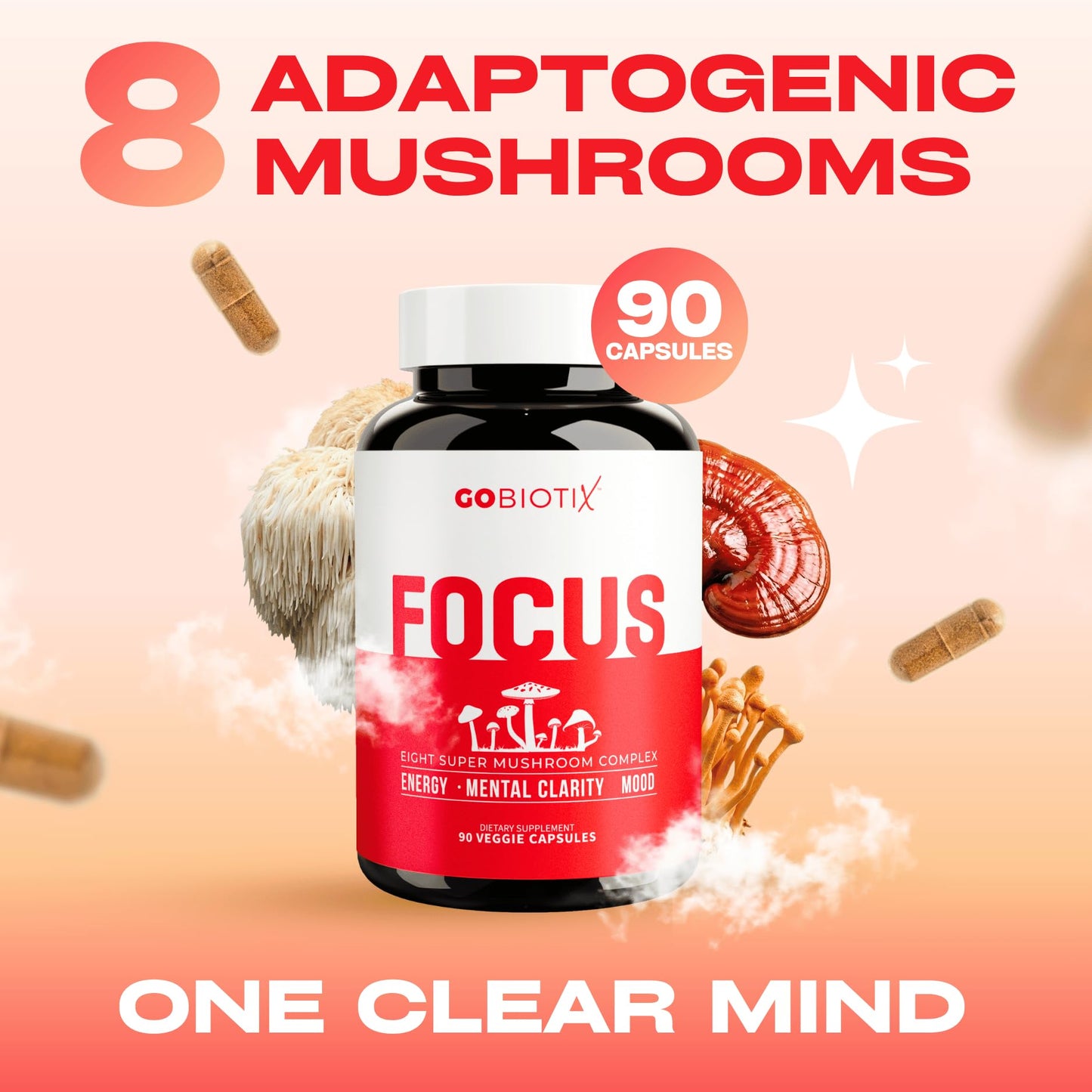 GOBIOTIX Focus Lion's Mane Supplement - Capsule, 90 Count
