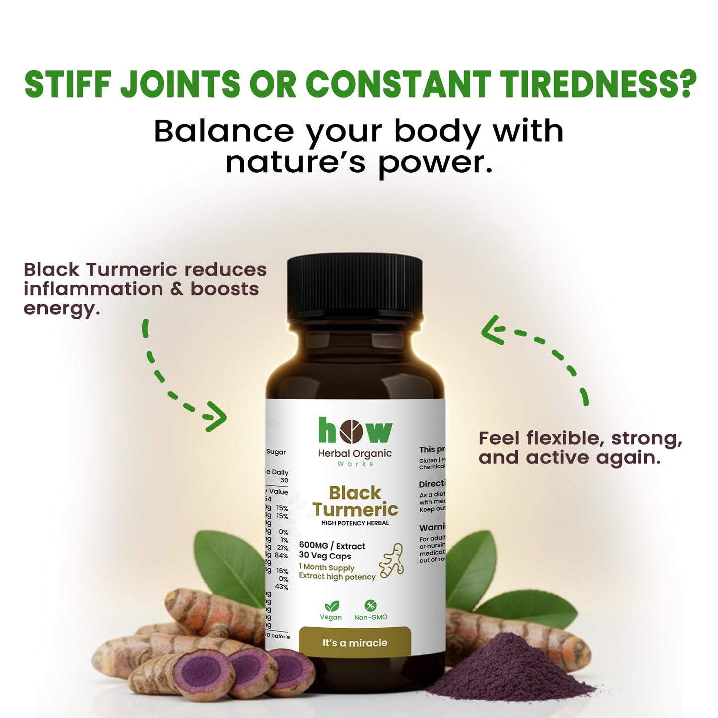 Herbal Organic Works Black Turmeric Capsules 1 Pack