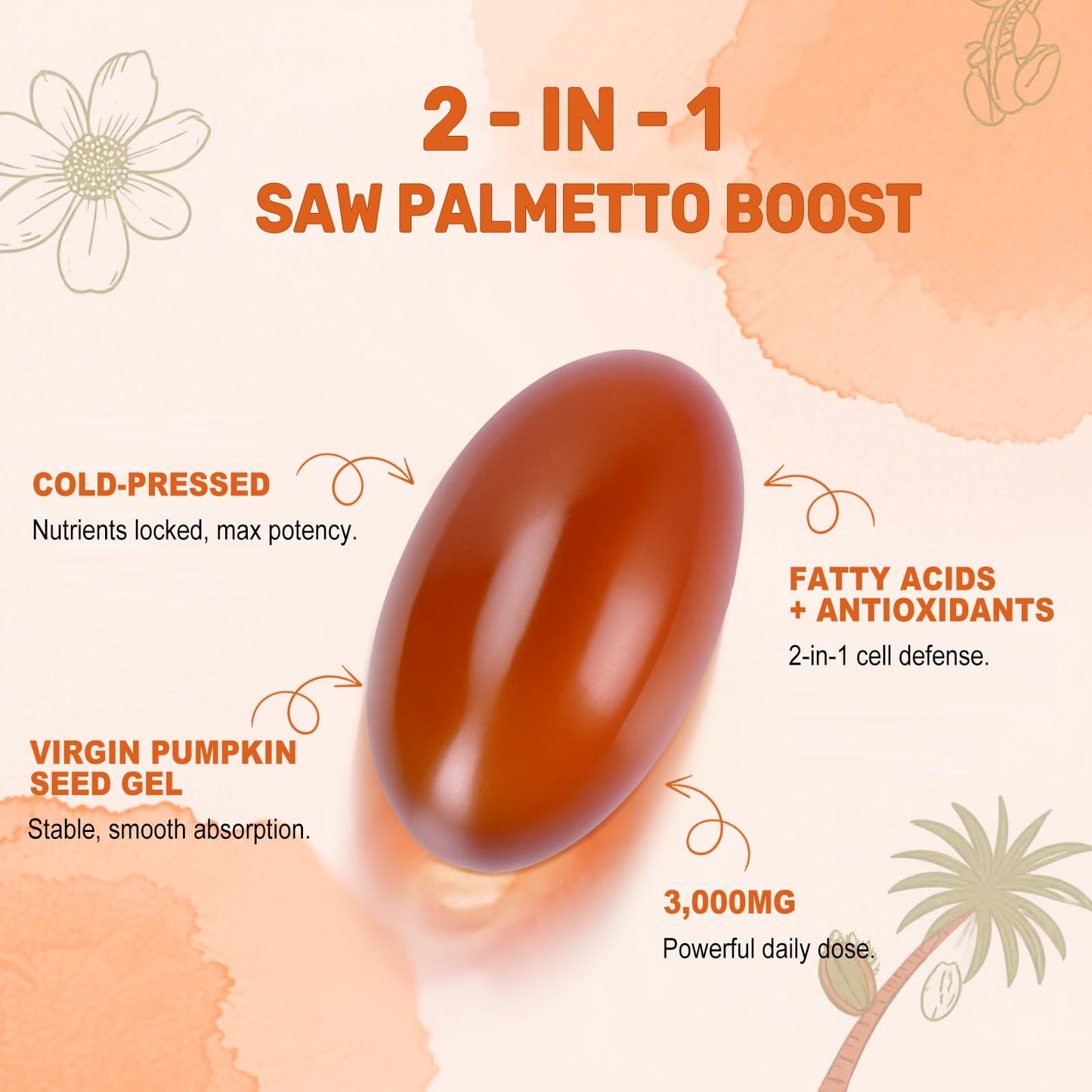 BEWORD Pumpkin Seed Oil with Saw Palmetto, 600 Softgels