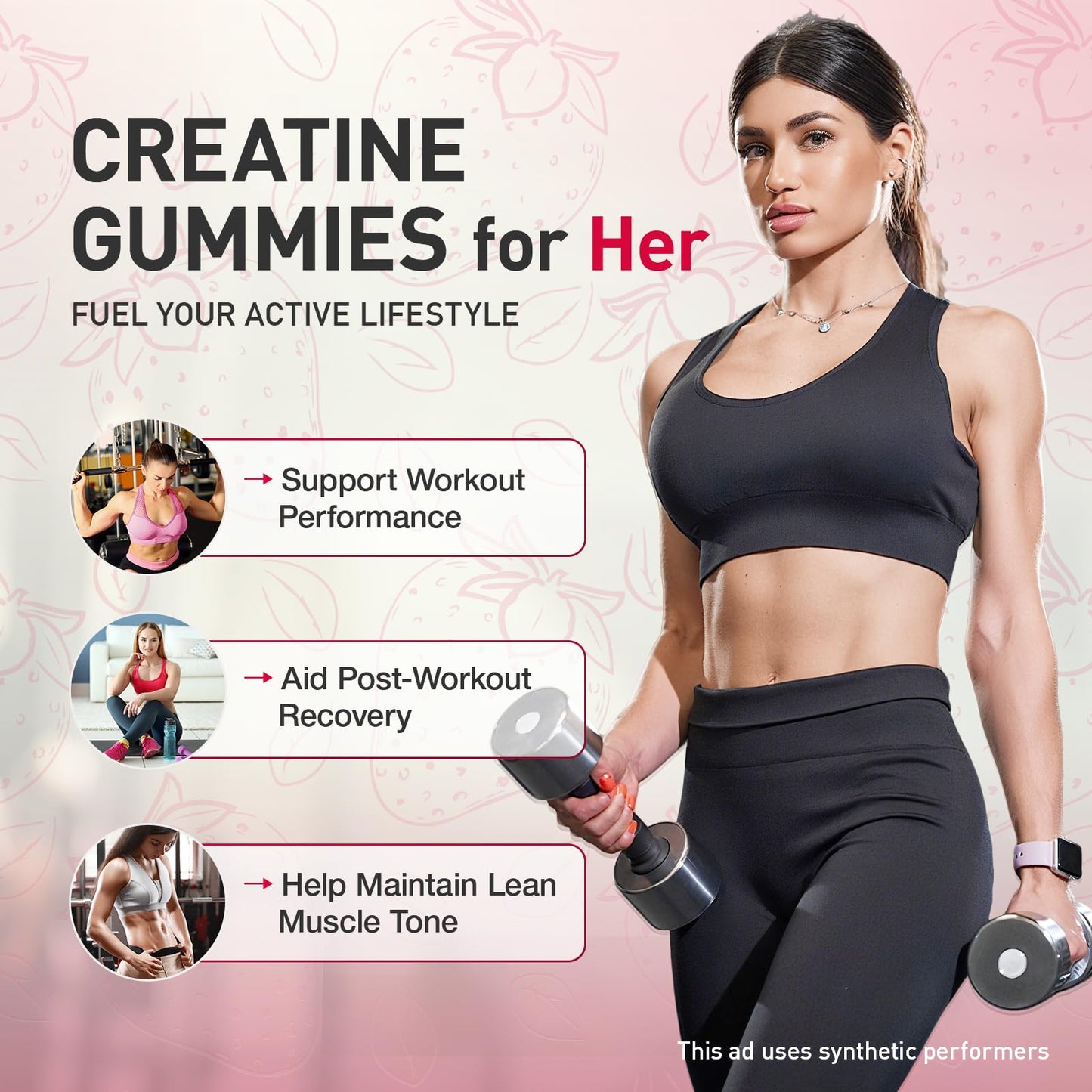 Hoozzch Creatine Gummies for Women 120 Count