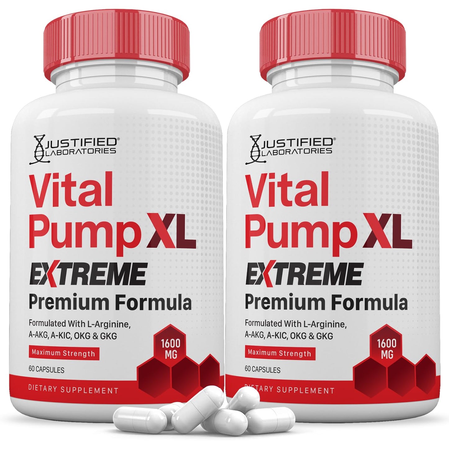Justified Laboratories Vital Pump XL Extreme Pills 1600MG Premium Formula Proprietary Blend for Men's Health 120 Capsules