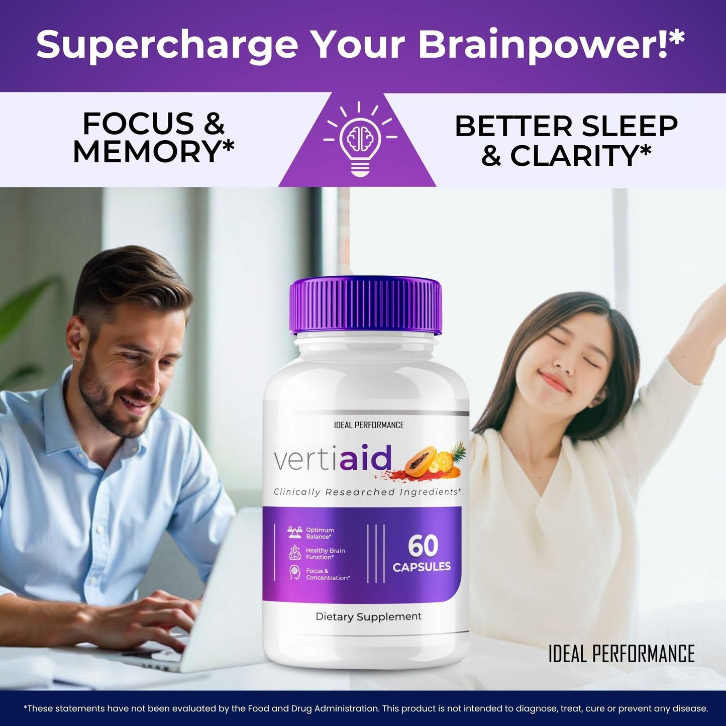 Ideal Performance VertiAid Brain and Memory Supplement Capsules 120 Count