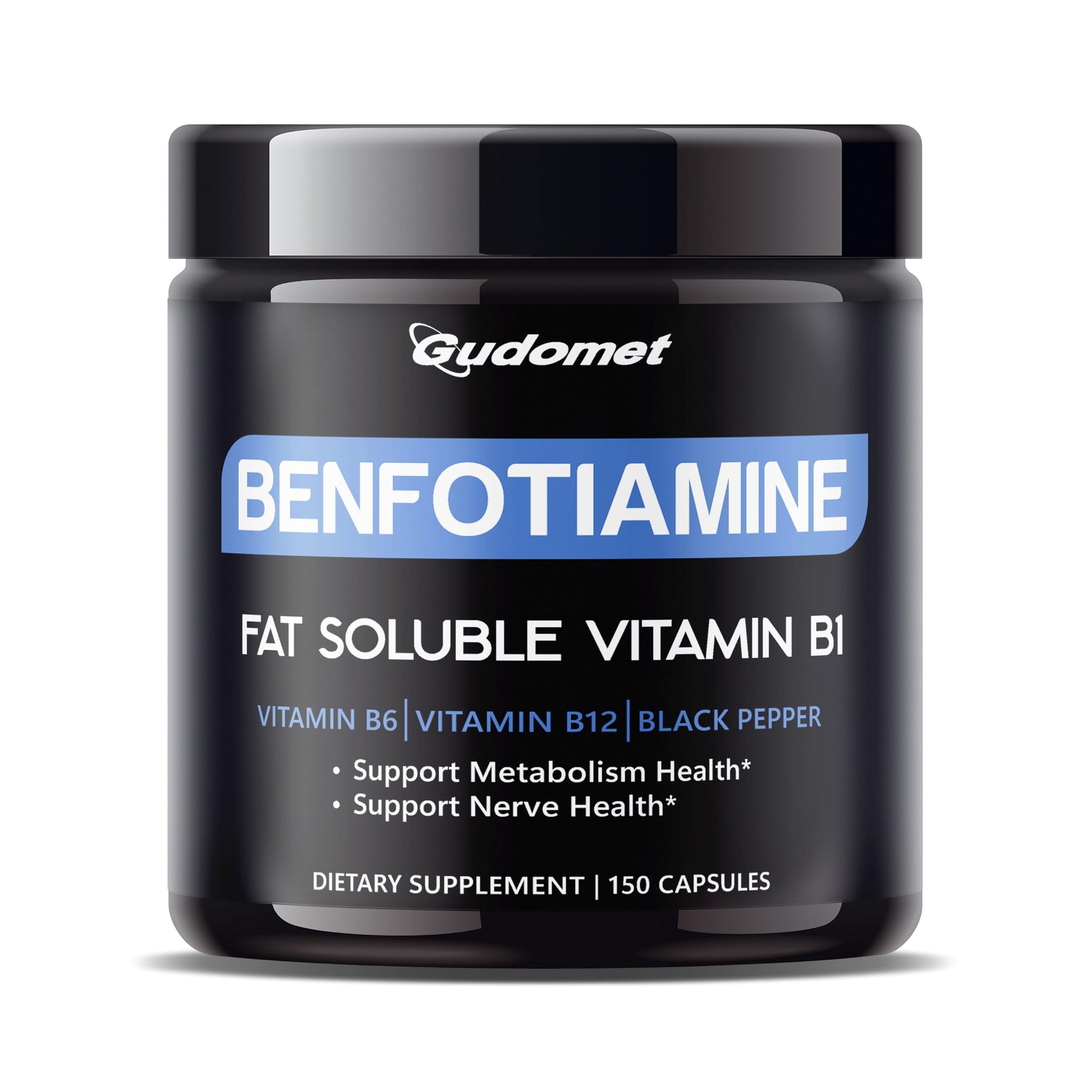 GUDOMET Benfotiamine with Vitamins B6, B12 & Black Pepper Capsules 150