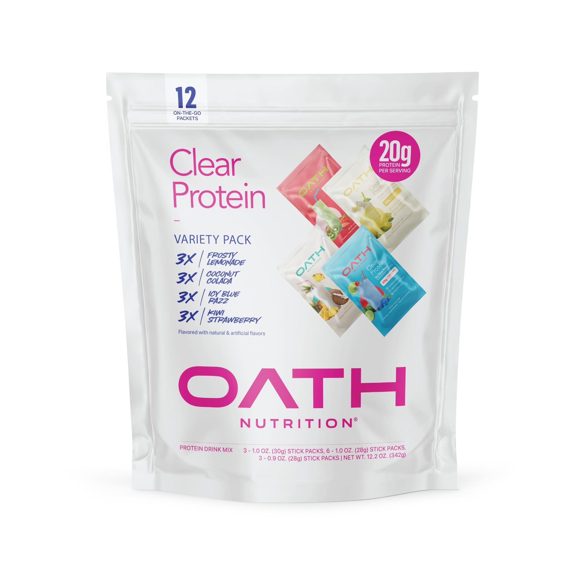Oath Nutrition Clear Whey Isolate Protein Powder Variety Pack, 12.2 oz