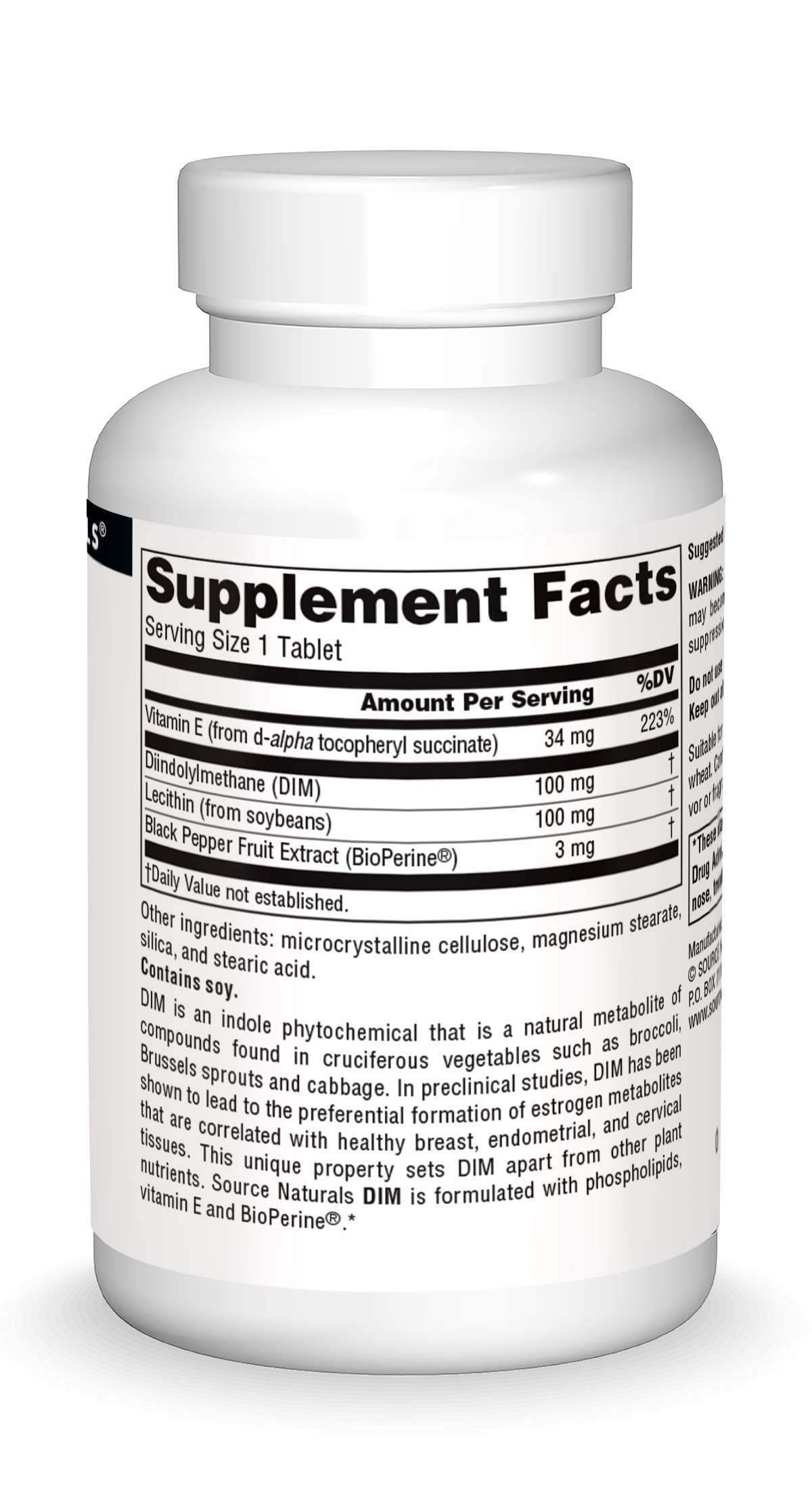 Source Naturals DIM (Diindolylmethane), 100 mg Tablets, 60 Count