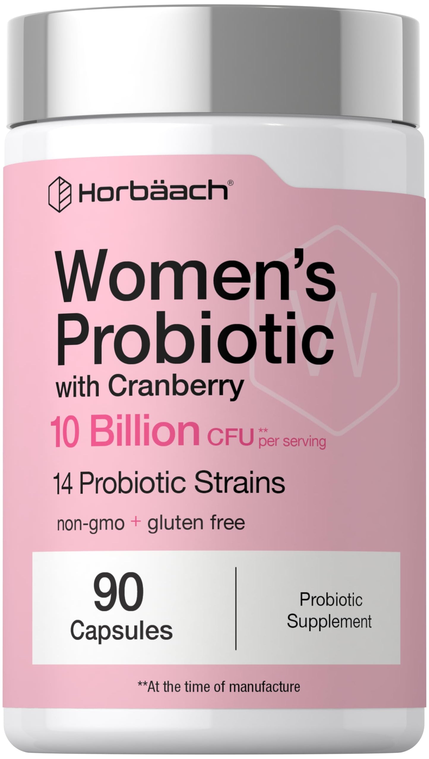 Horbäach Women's Probiotic with Cranberry Supplement Capsules 90 Count